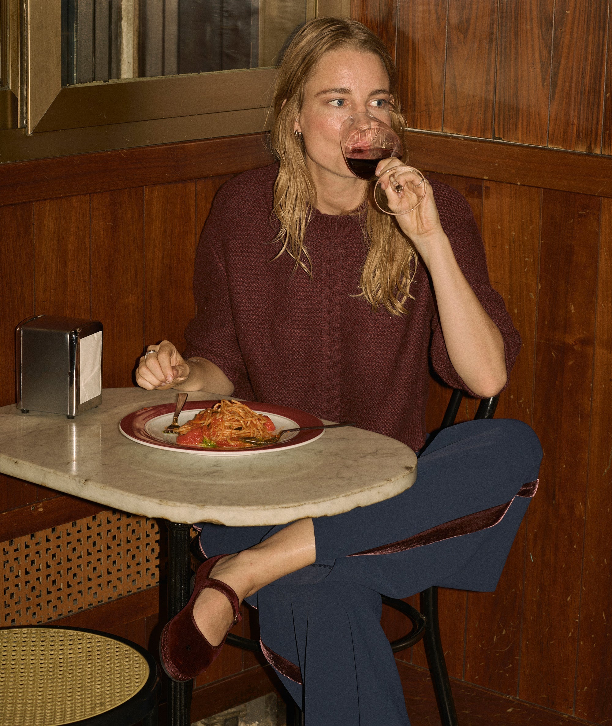 Everly Cable Knit Sweater Polo - Fig