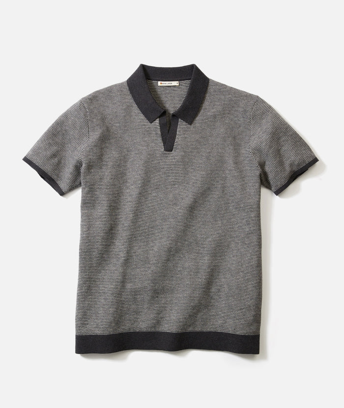 Liam Sweater Polo Short Sleeve - Black Oyster/Pearl Grey