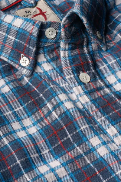 Chamois Lined Flannel - White/Navy/Red