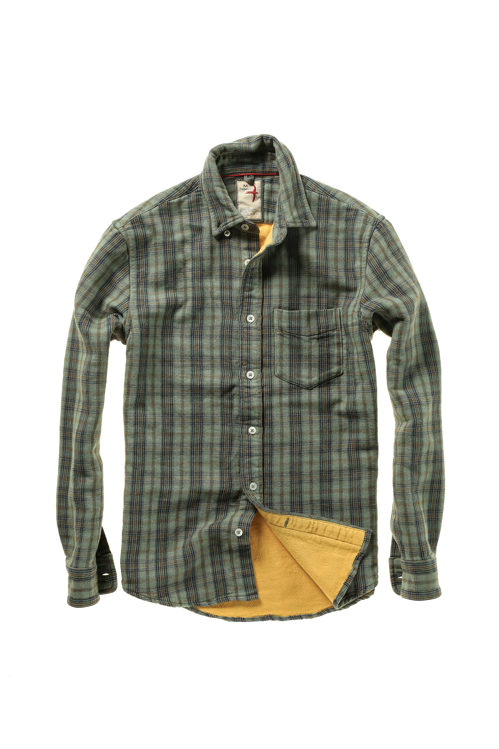 Chamois Lined Flannel - Sage/Navy