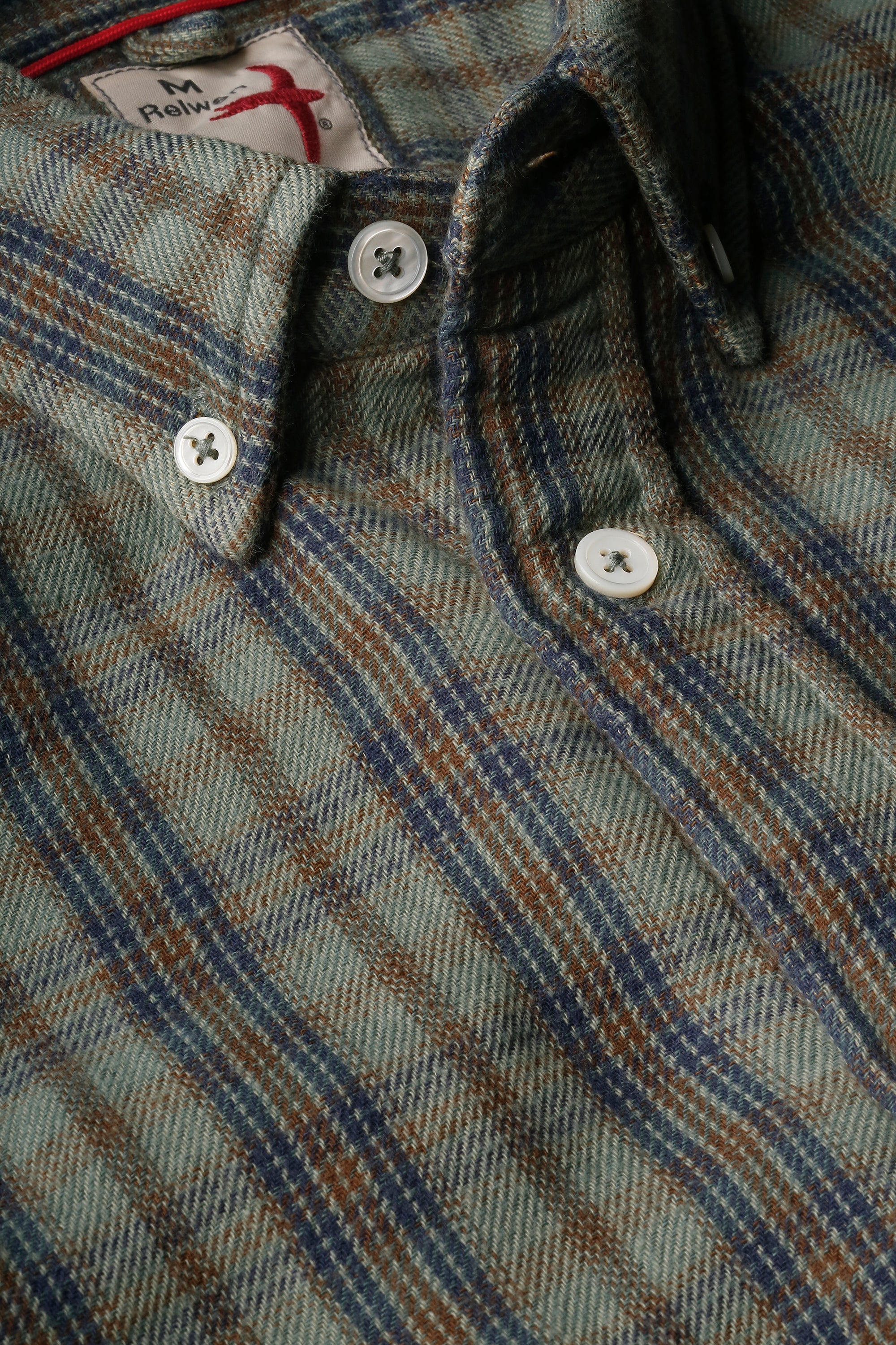 Chamois Lined Flannel - Sage/Navy