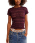 Angelina Lace Tee in Wine