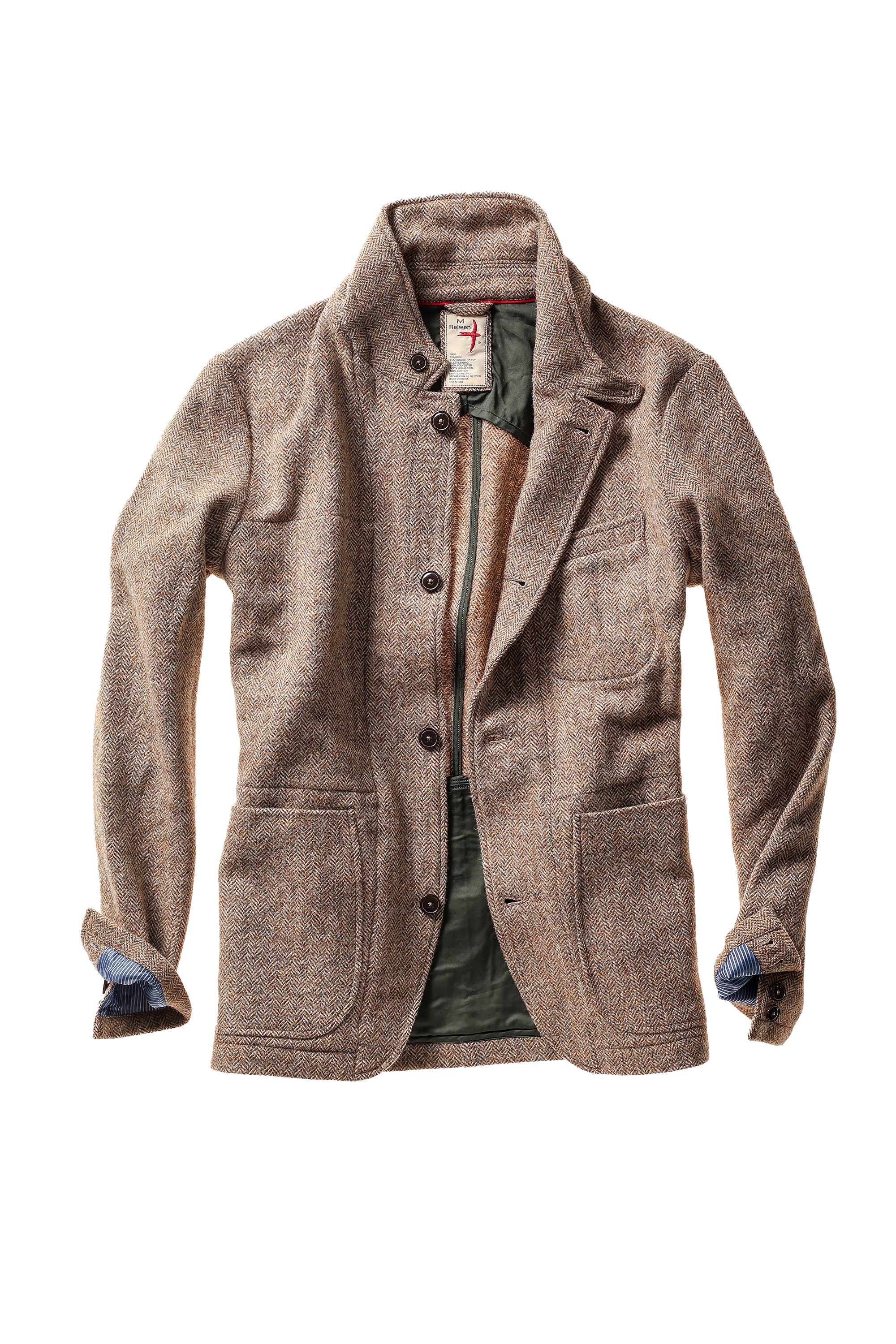 Heritage Trap Blazer - Ash Brown Herringbone