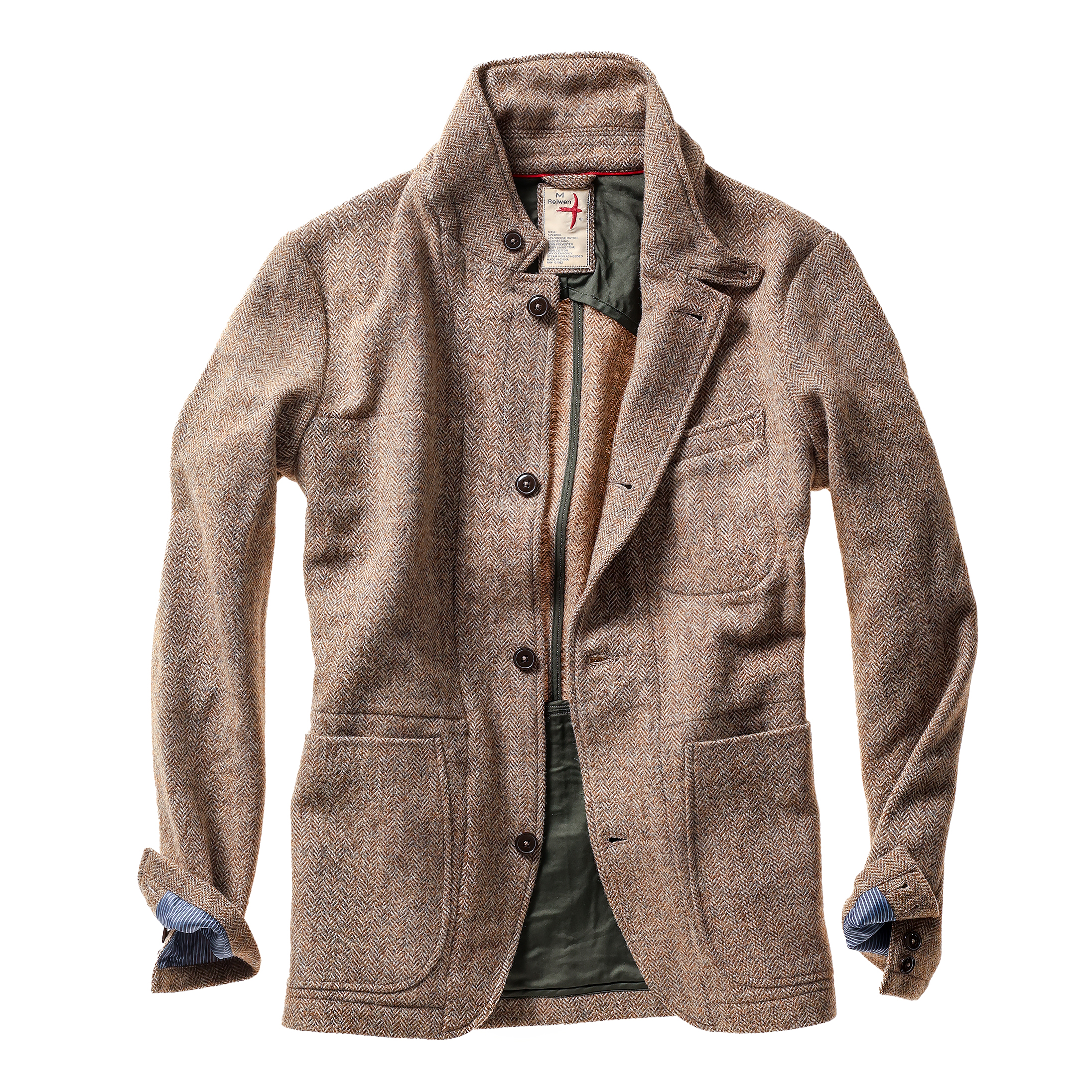 Heritage Trap Blazer - Ash Brown Herringbone