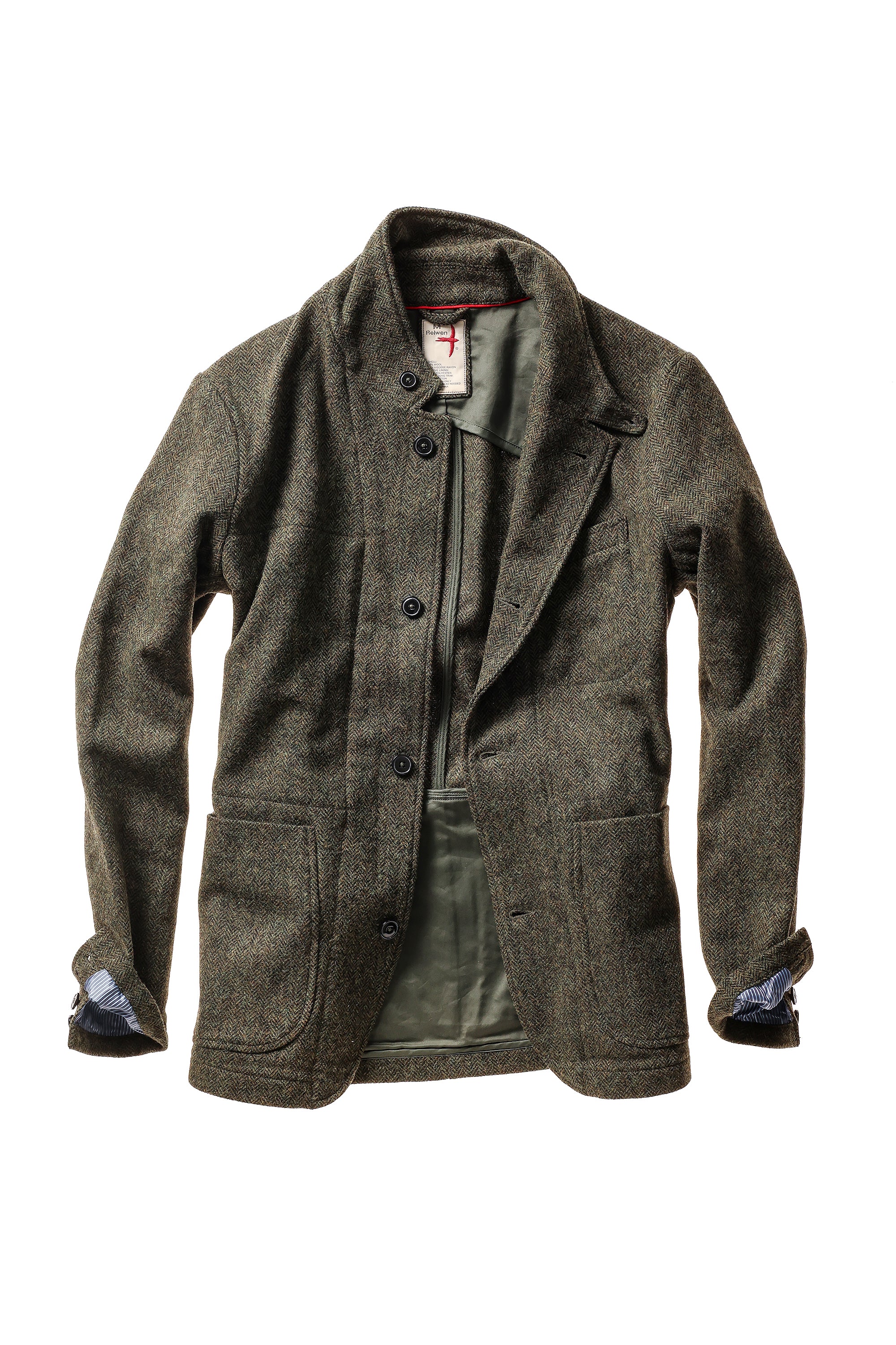 Heritage Trap Blazer - Olive/Black Herringbone
