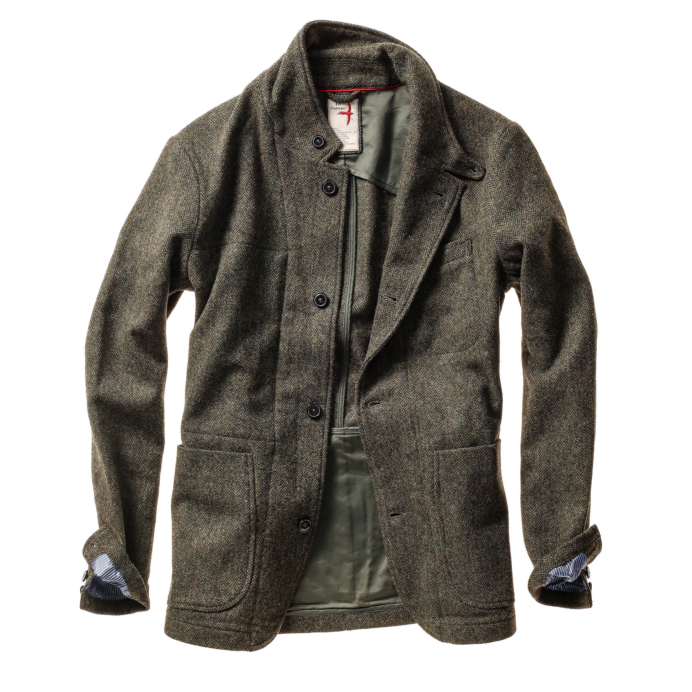 Heritage Trap Blazer - Olive/Black Herringbone