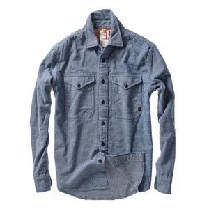 Blue checkered shirt with a collar on a white background