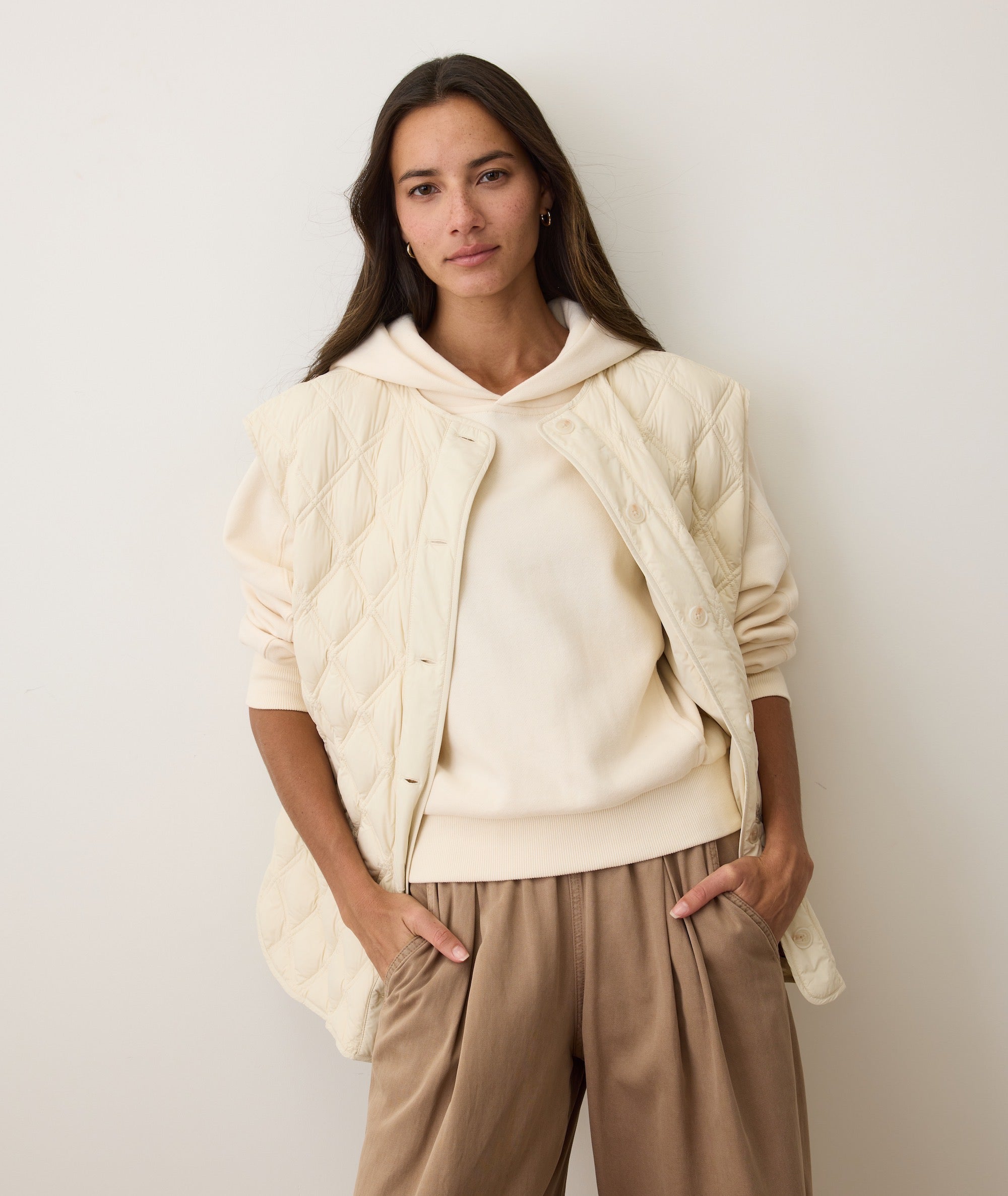 Marina Quilted Vest - Antique White