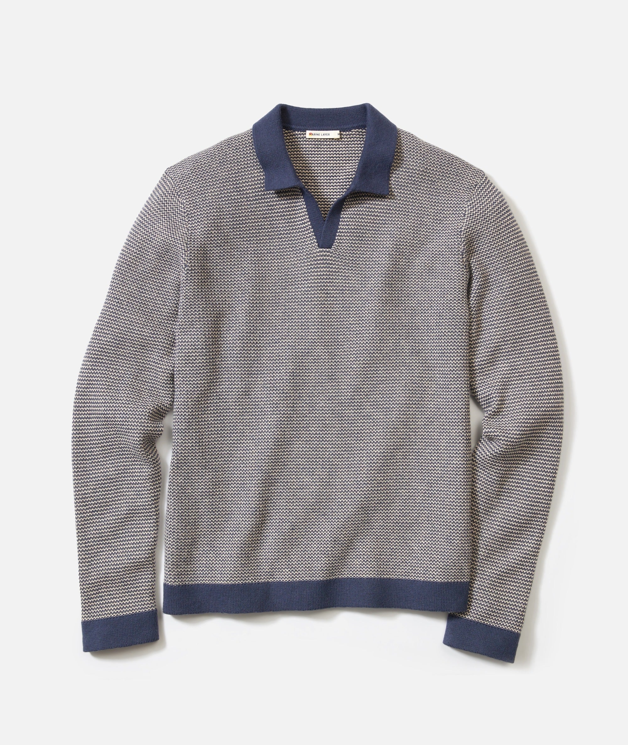 Liam Long Sleeve Sweater Polo - Navy/Driftwood