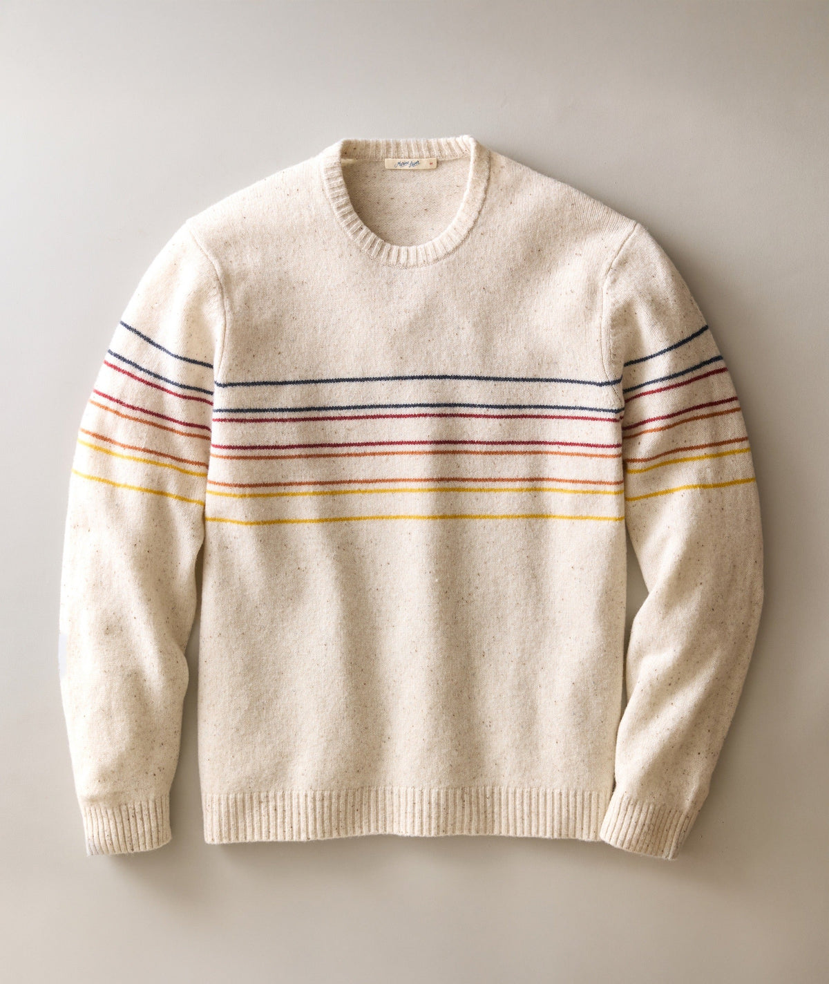 Coastal Merino Crew Sweater - Snowhill Sunset Stripe