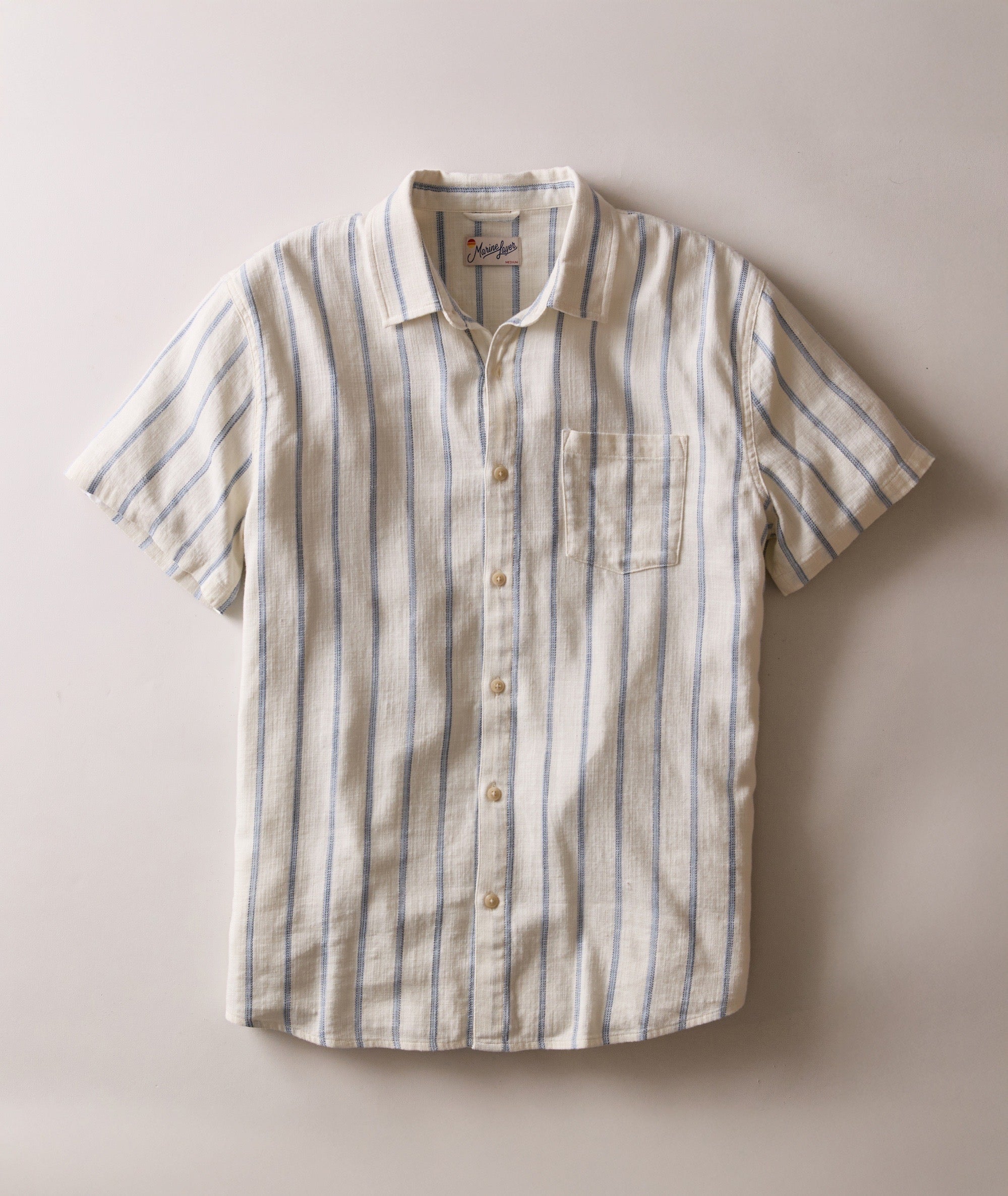 Classic Stretch Selvage Shirt - Natural/Navy Stripe