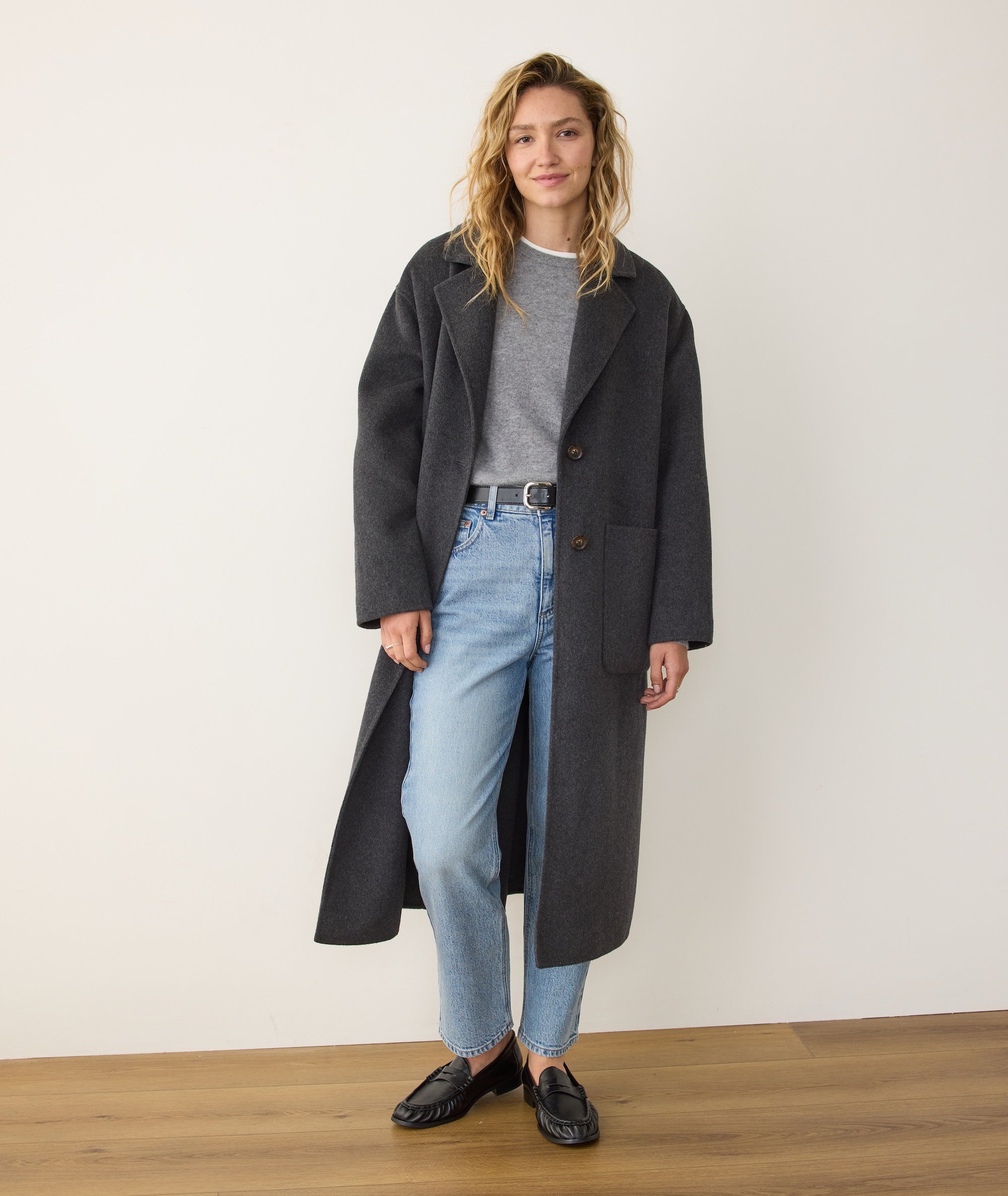 Colette Oversized Wool Topcoat - Charcoal Heather