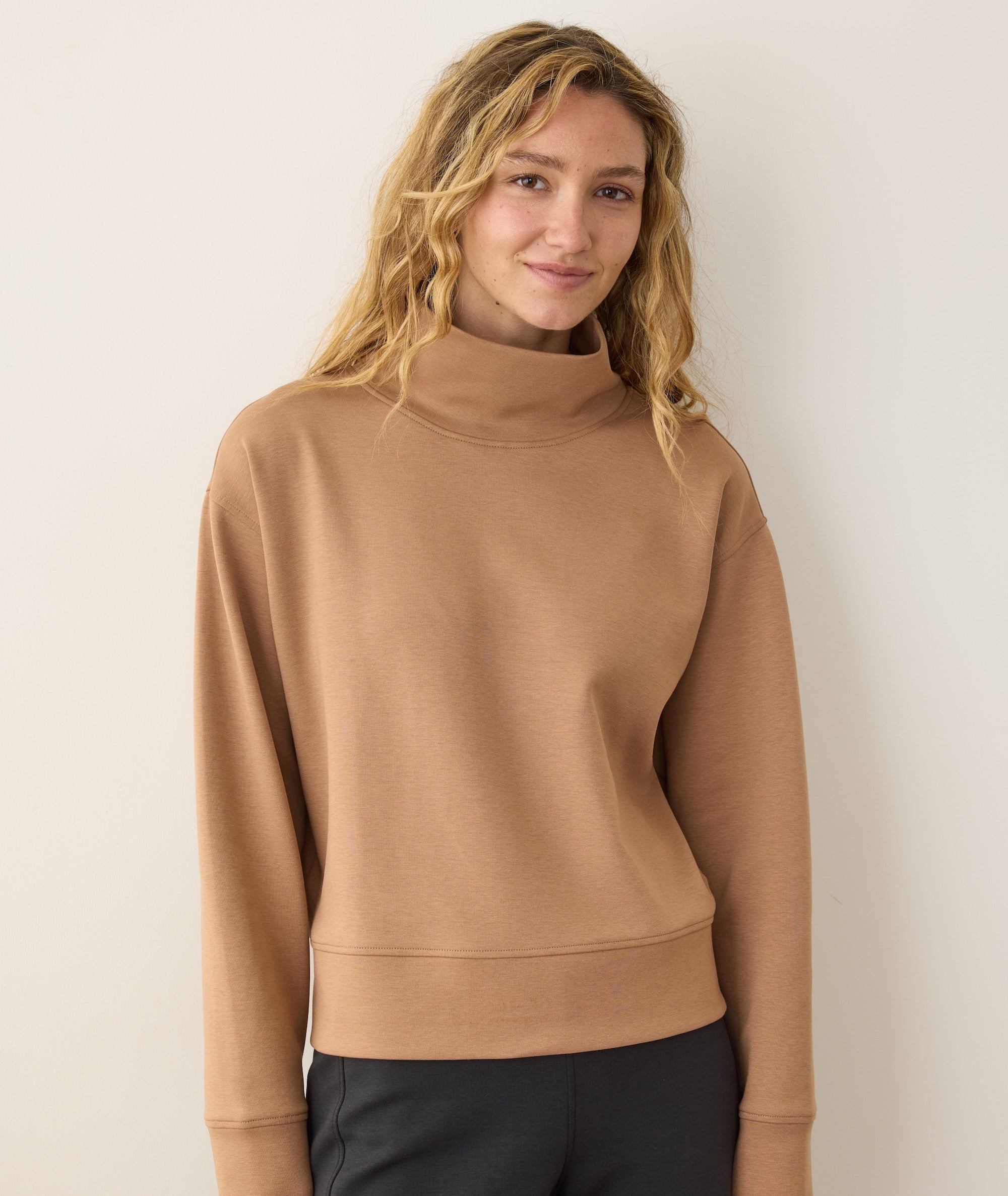 Nova Mock Neck Sweatshirt - Cocoa Brown