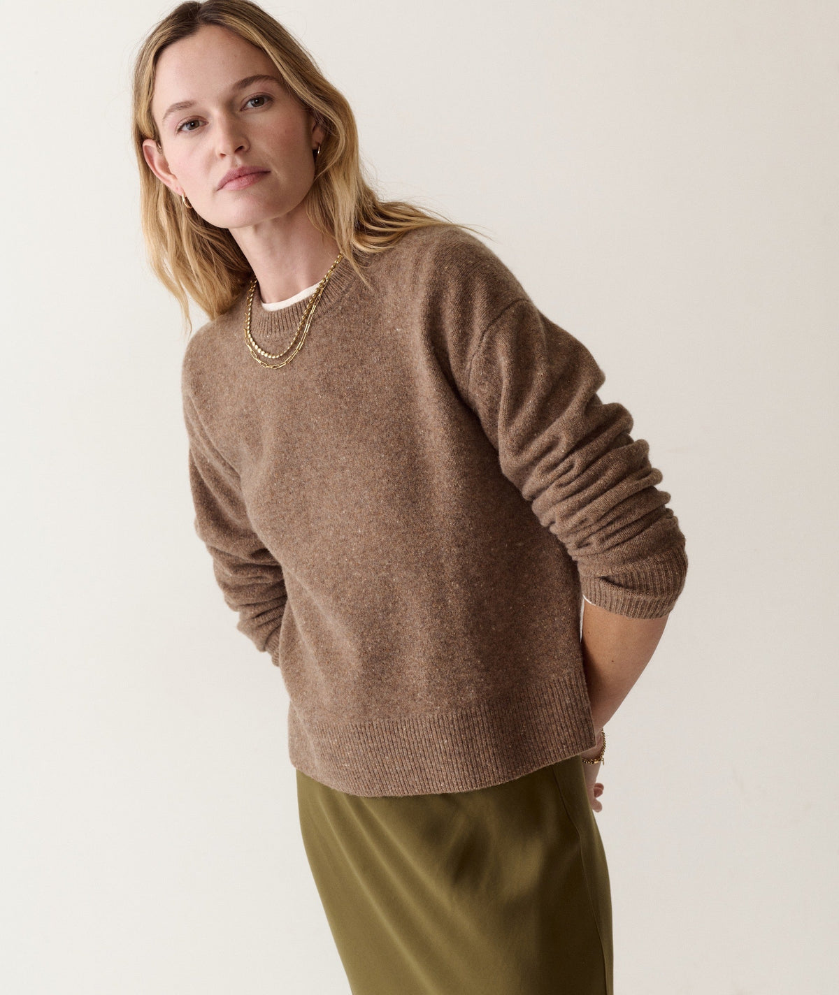 Coastal Merino Crewneck Sweater - Brown