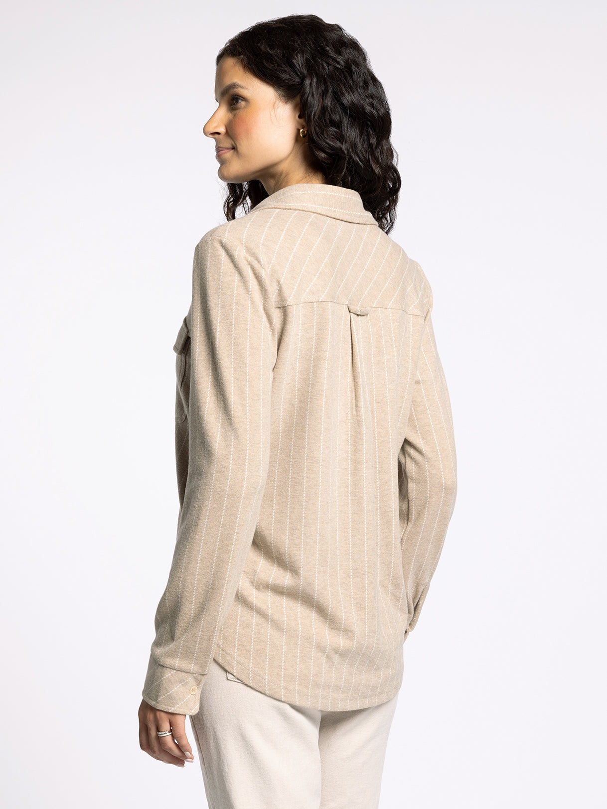 Cassian Shirt - Camel Ivory Stripe