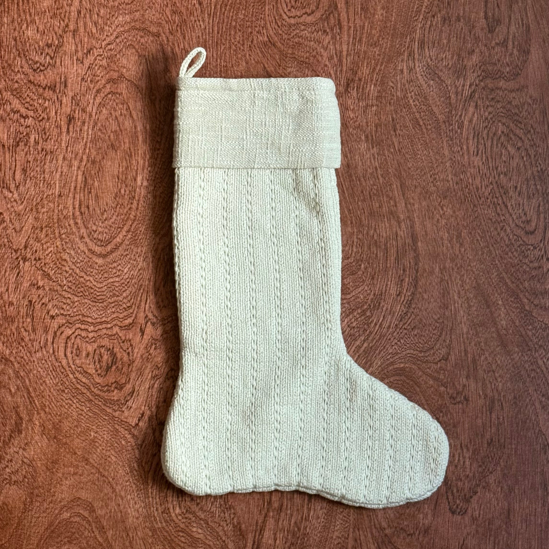 20" Wool Knit Stocking w/ Cotton Slub Cuff