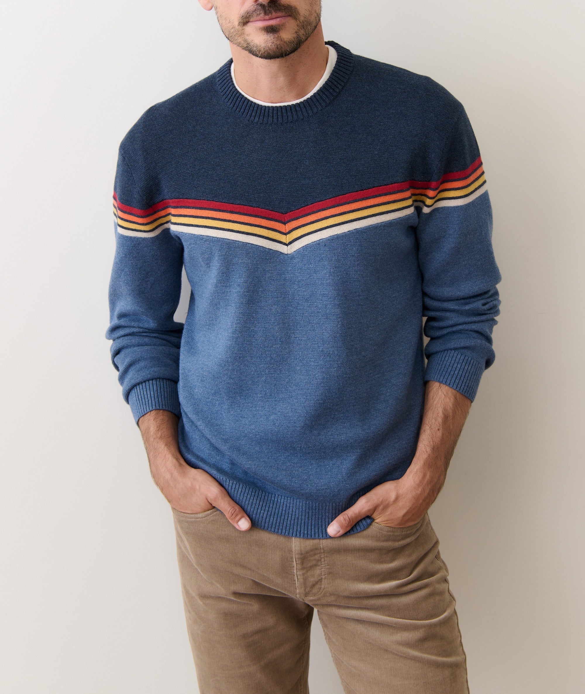 Dean Crew Sweater - Navy Colorblock