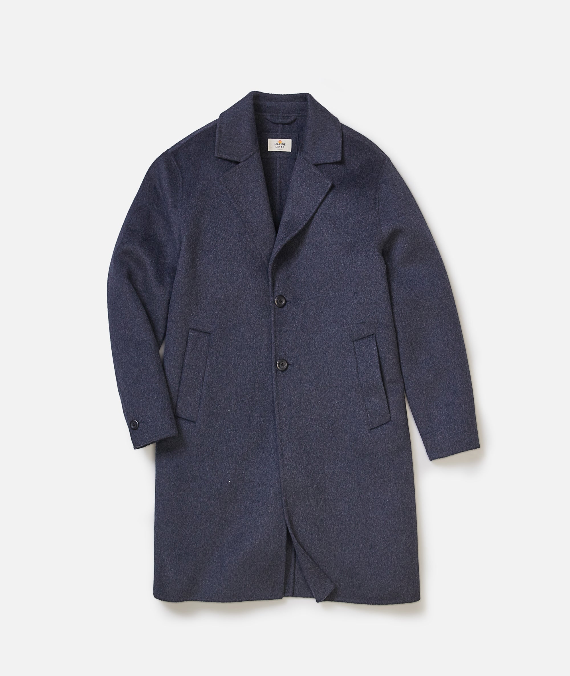 Irving Wool Longline Coat - Navy Heather