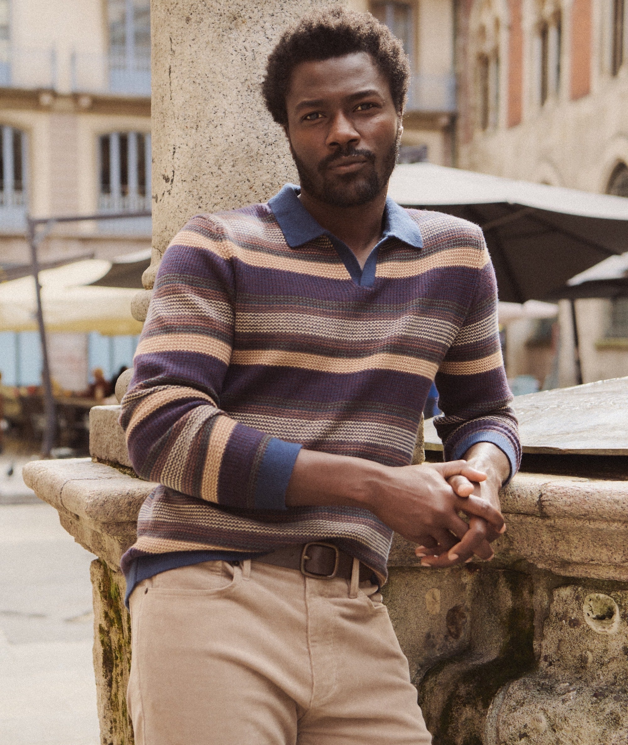 Liam Sweater Polo - Warm Multi Striped