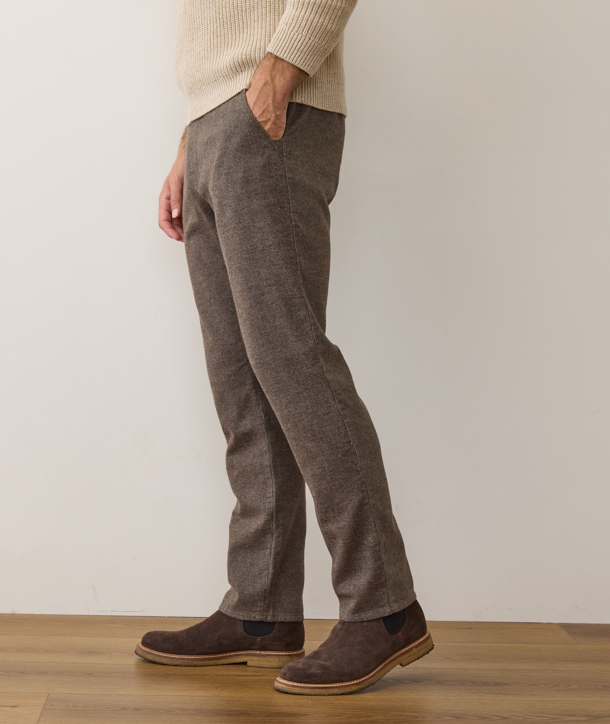 Saturday Houndstooth Chino - Slim Straight - Dark Taupe