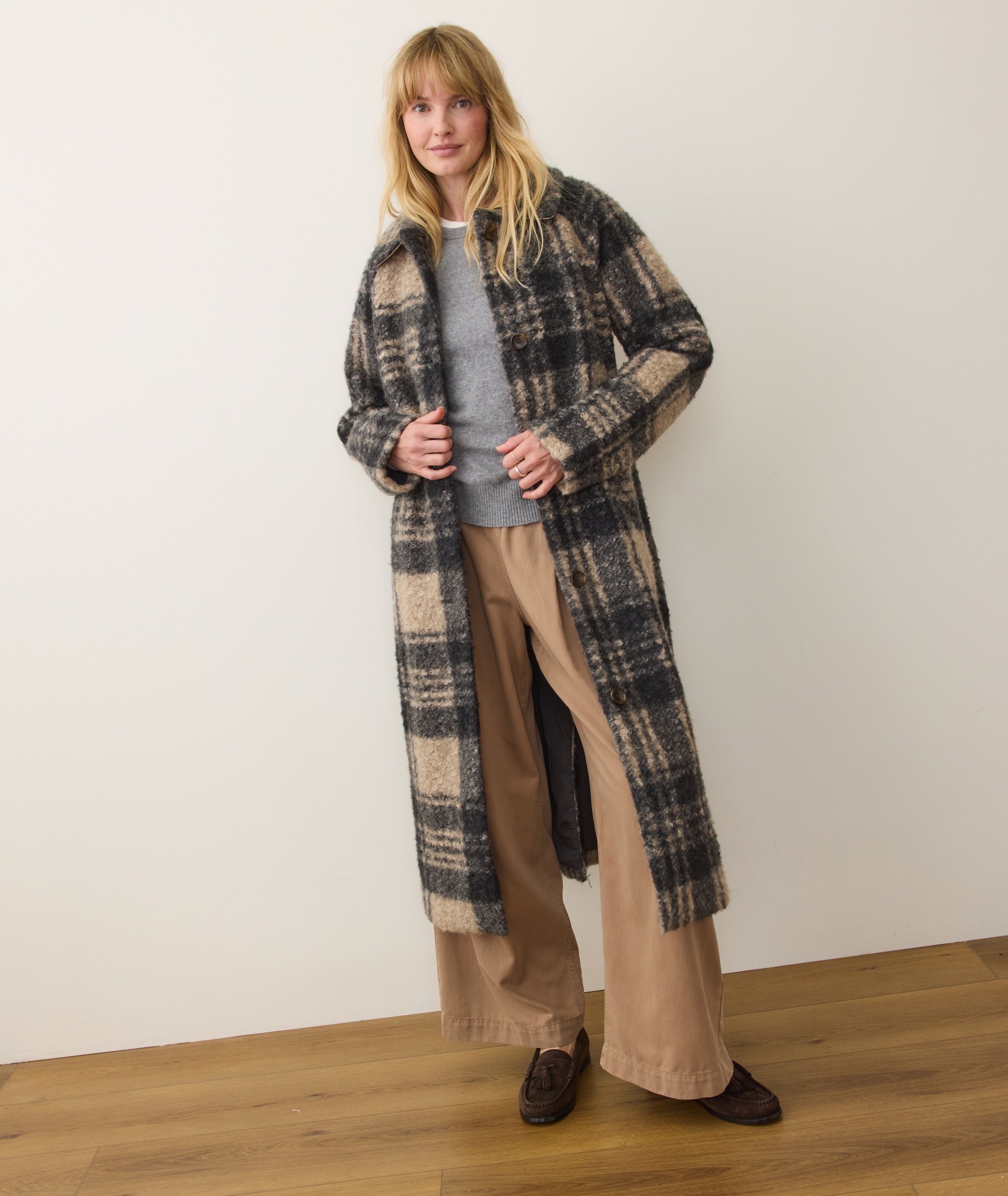 Aspen Coat - Black/Oat Plaid