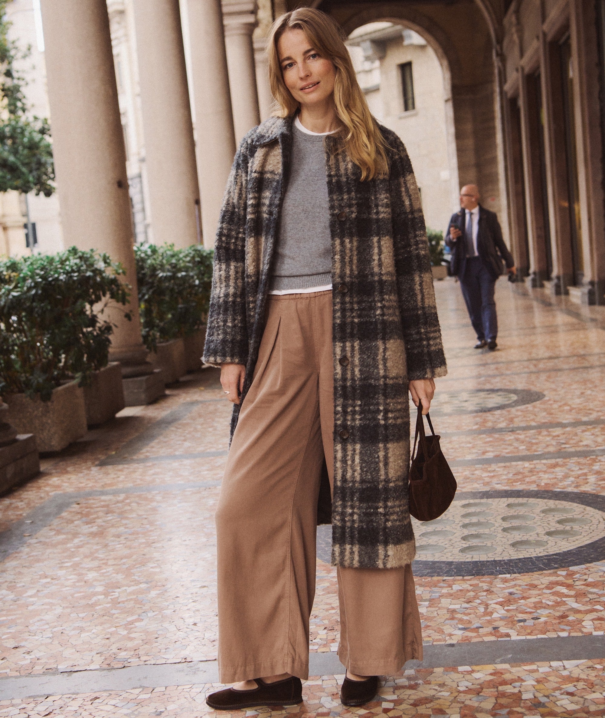 Aspen Coat - Black/Oat Plaid