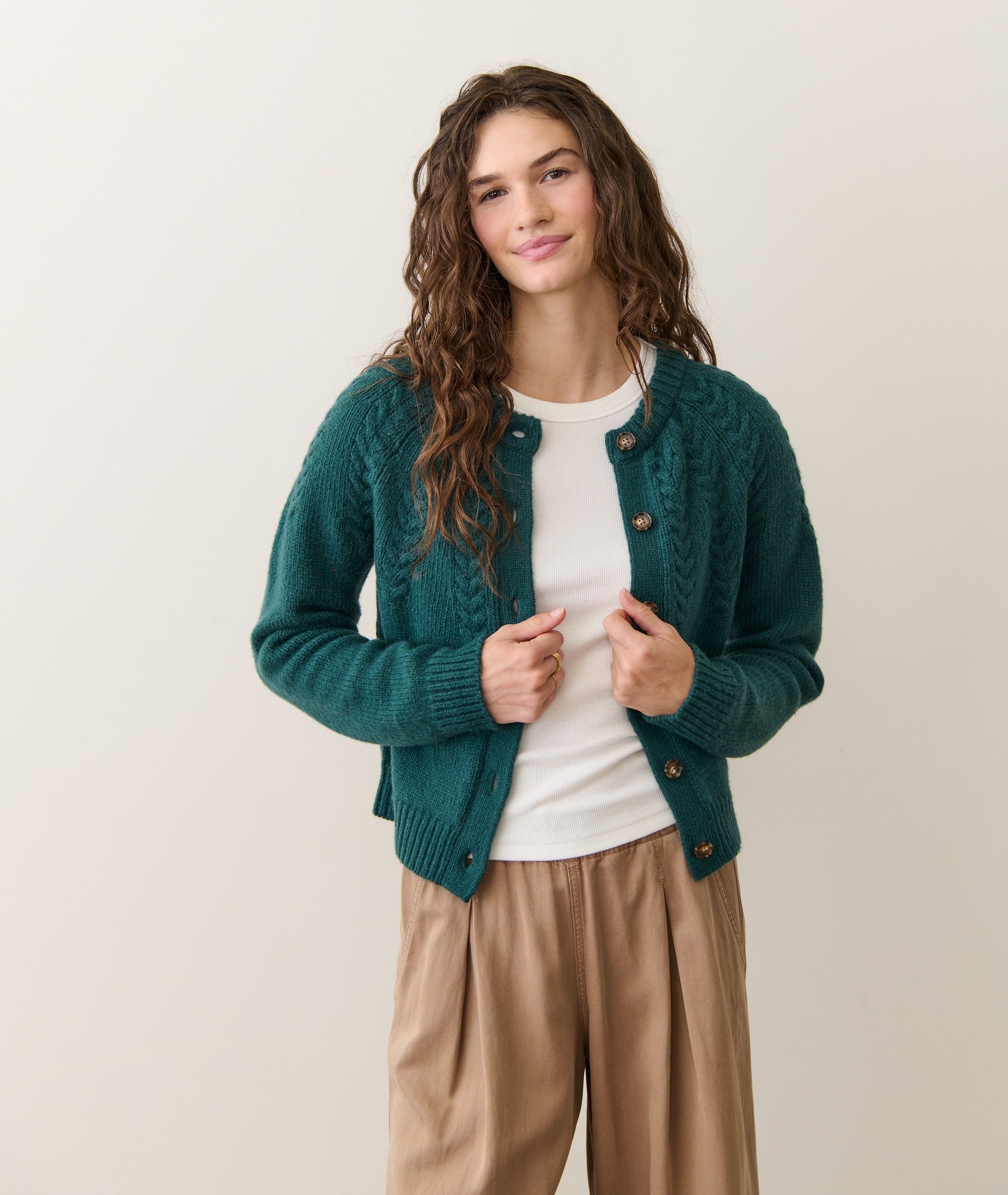 Everly Cable Knit Cardigan - Deep Sea