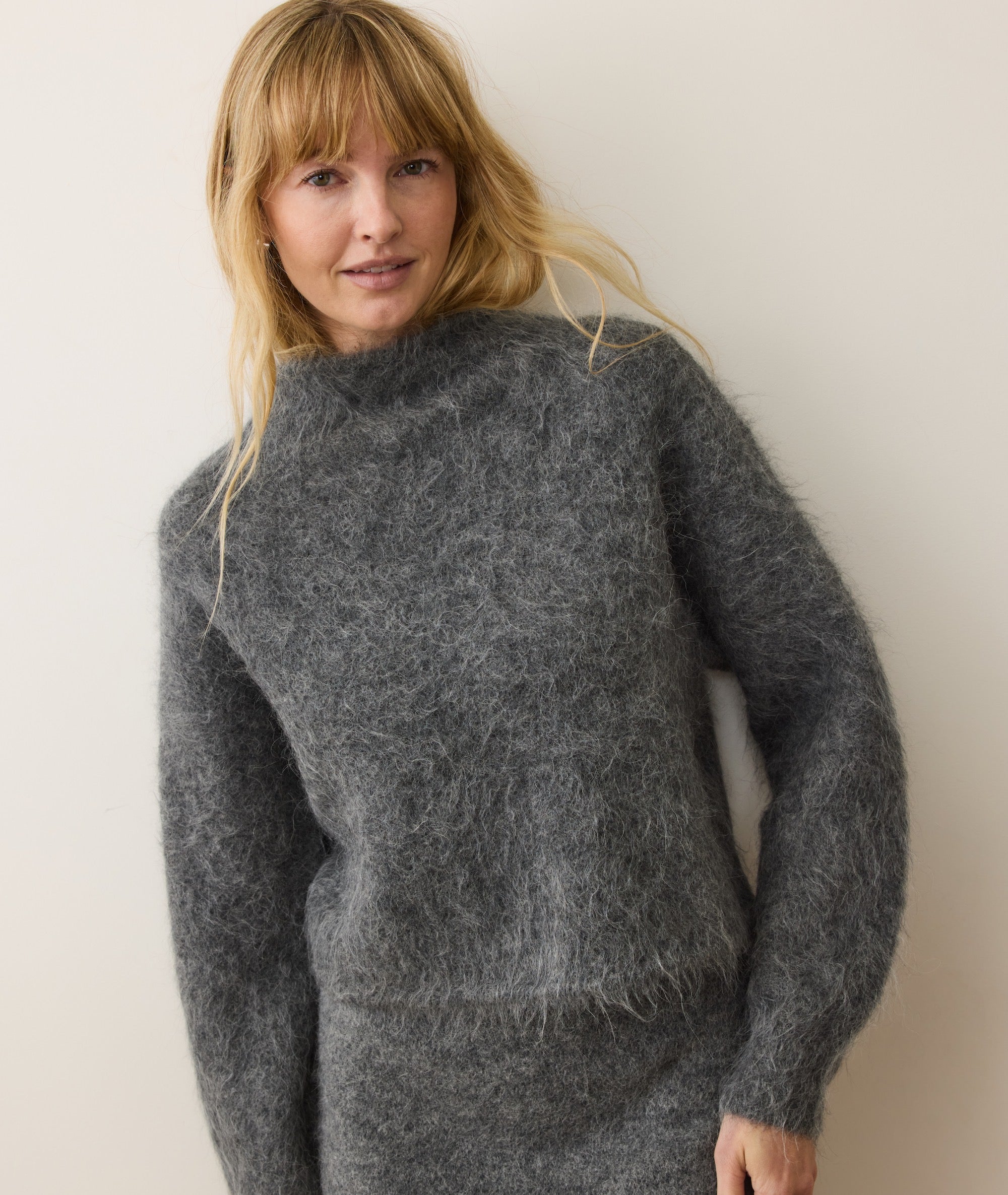Suri Alpaca Mock Neck - Charcoal