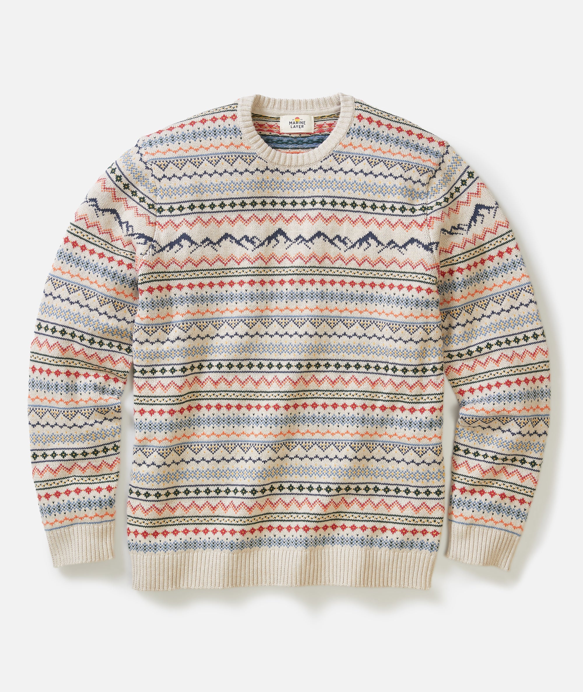 California Fair Isle Crew Sweater - Oatmeal Multi