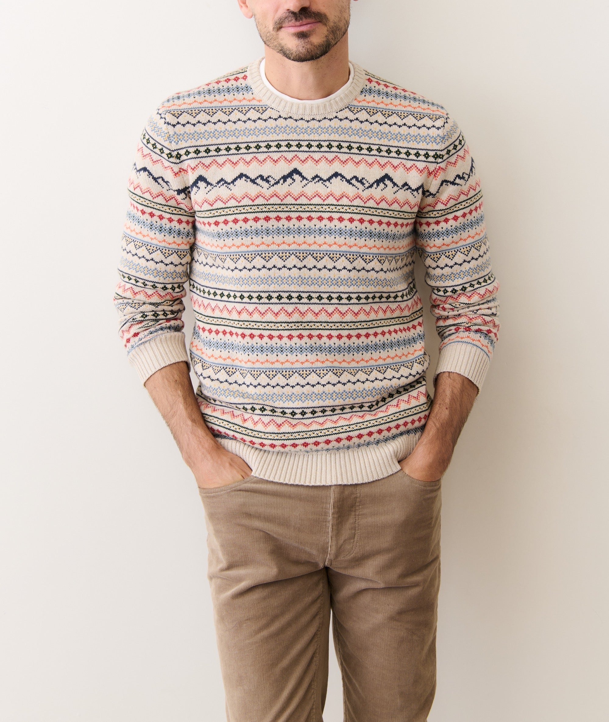 California Fair Isle Crew Sweater - Oatmeal Multi
