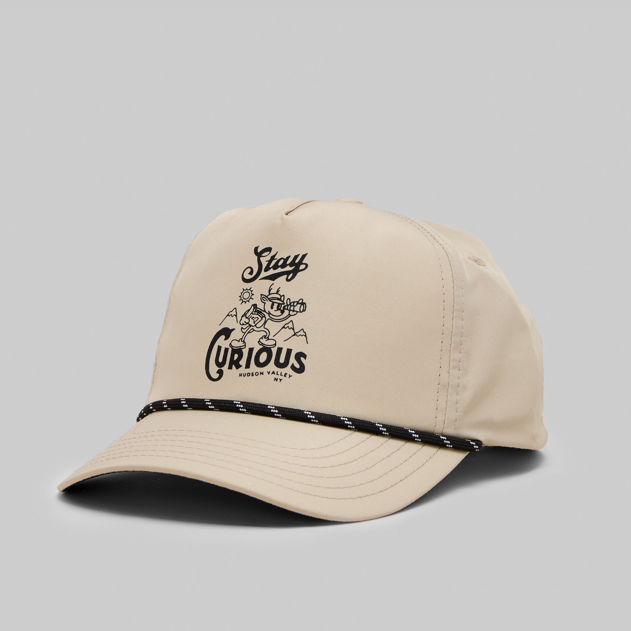 Stay Curious Rope Hat- Latte TriTech