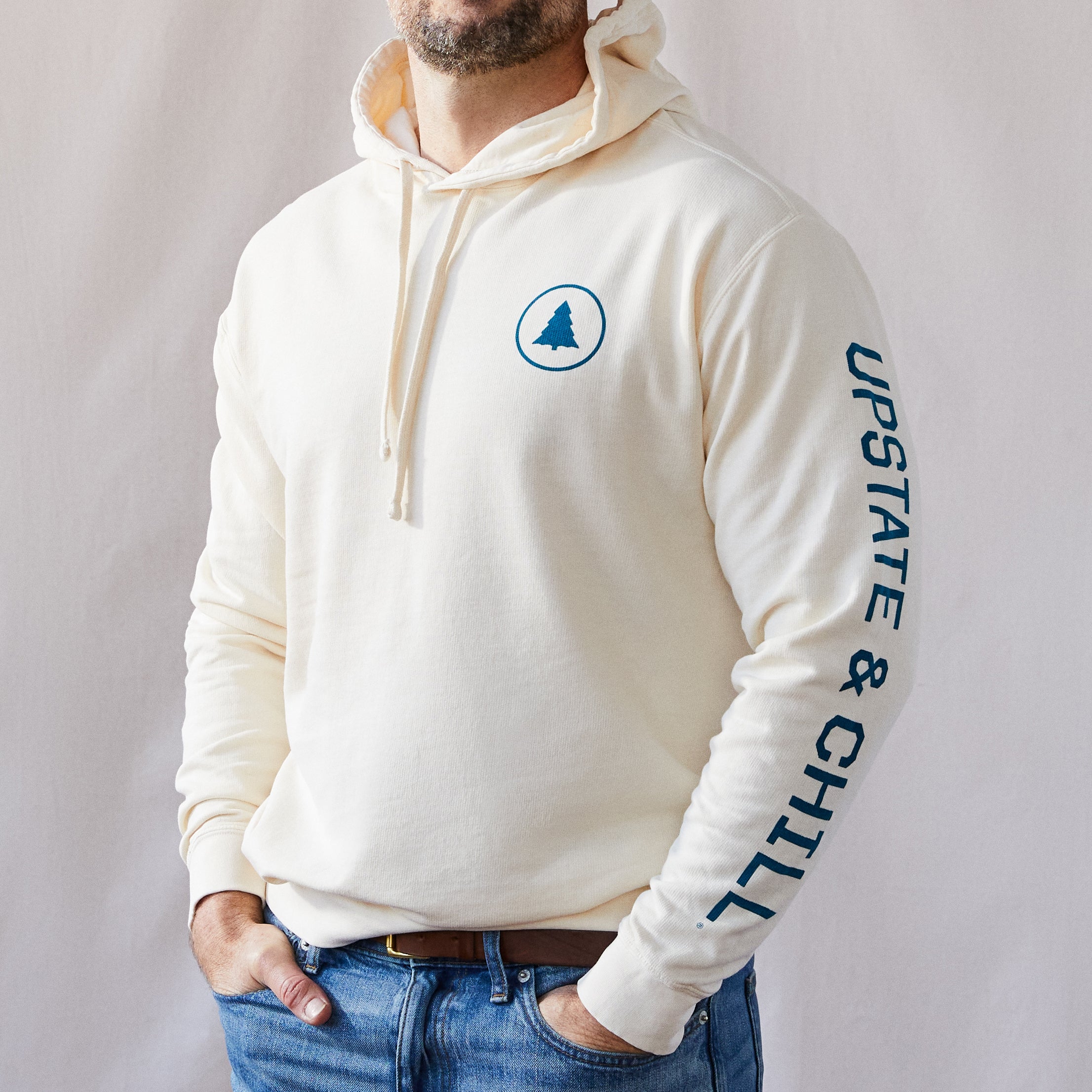 Upstate & Chill® Logo Sleeve Lightweight Hoodie