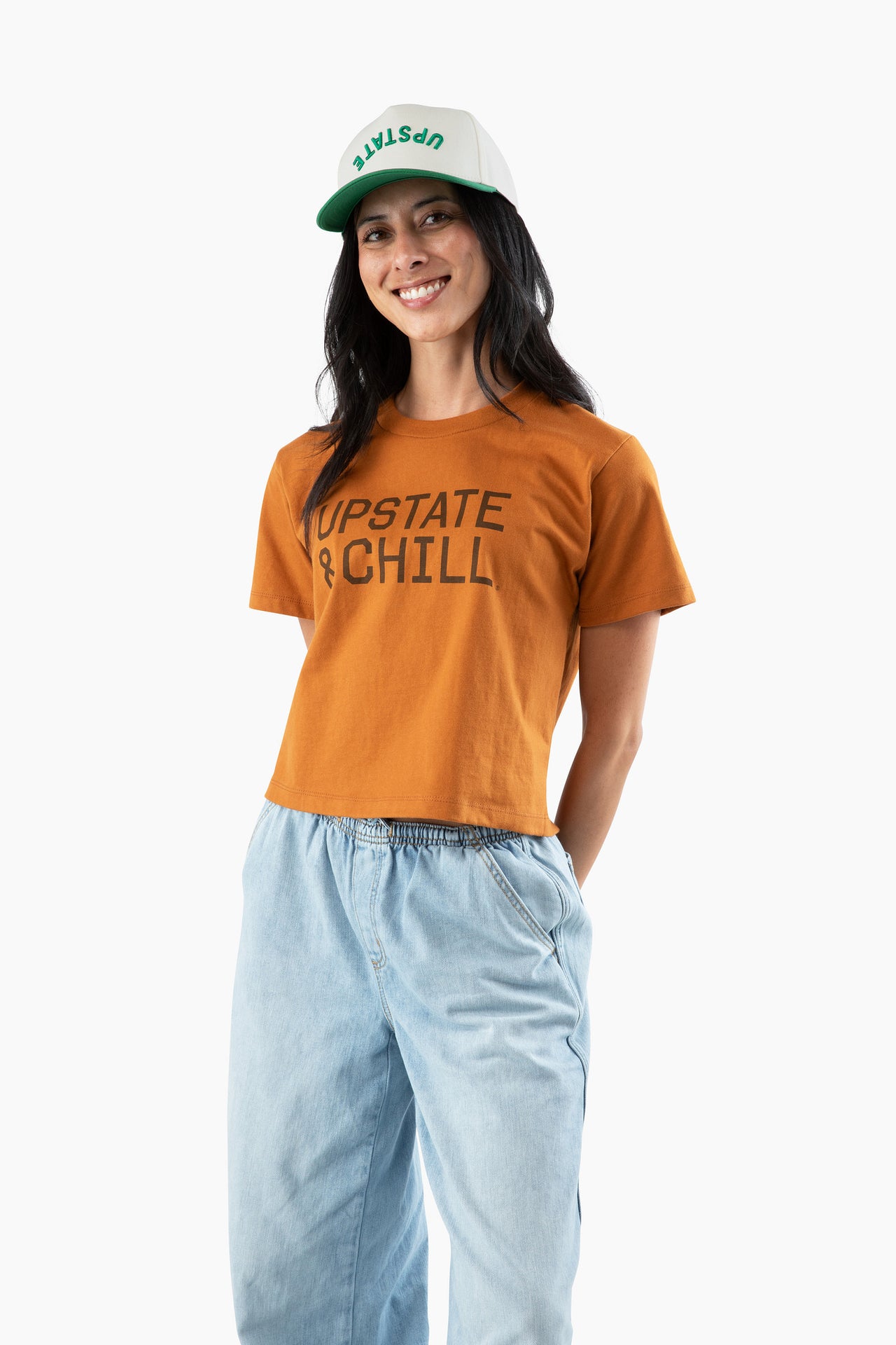 Women's The Linear Heavyweight Boxy T - Clay / Dark Brown
