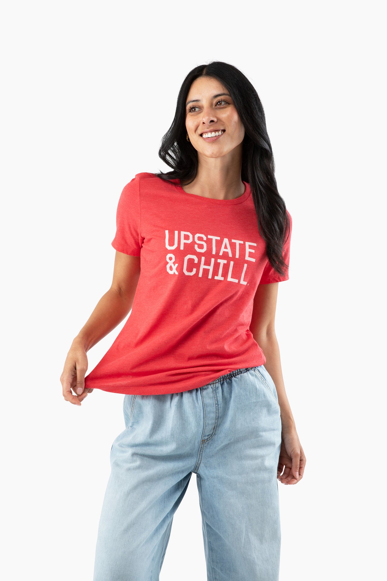 Women's The Linear Relaxed T - Heather Red / Ivory