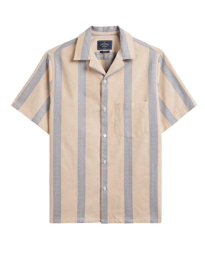 Beige and gray striped shirt on a beige background