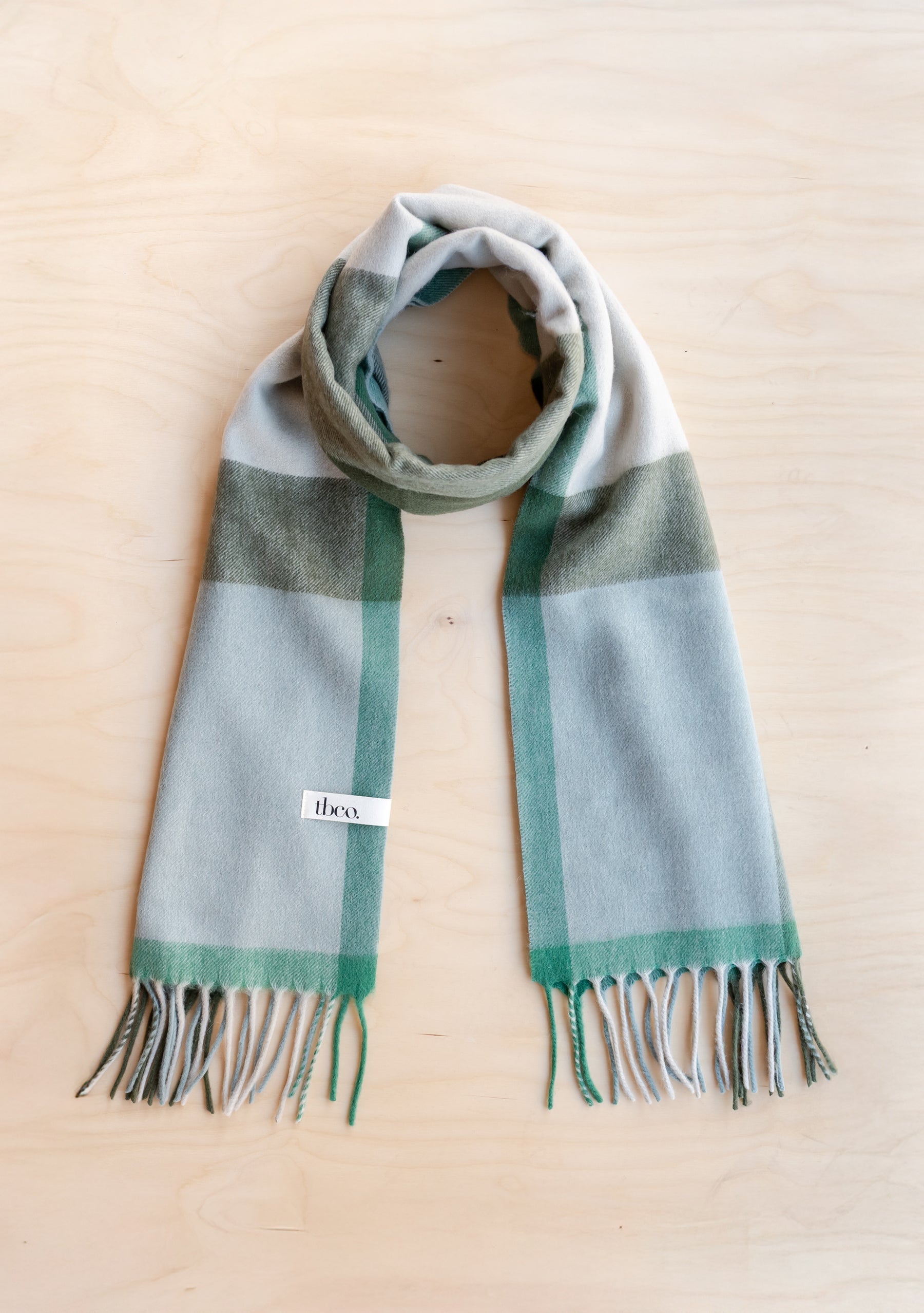 Lambswool Oversized Scarf in Green Block Check