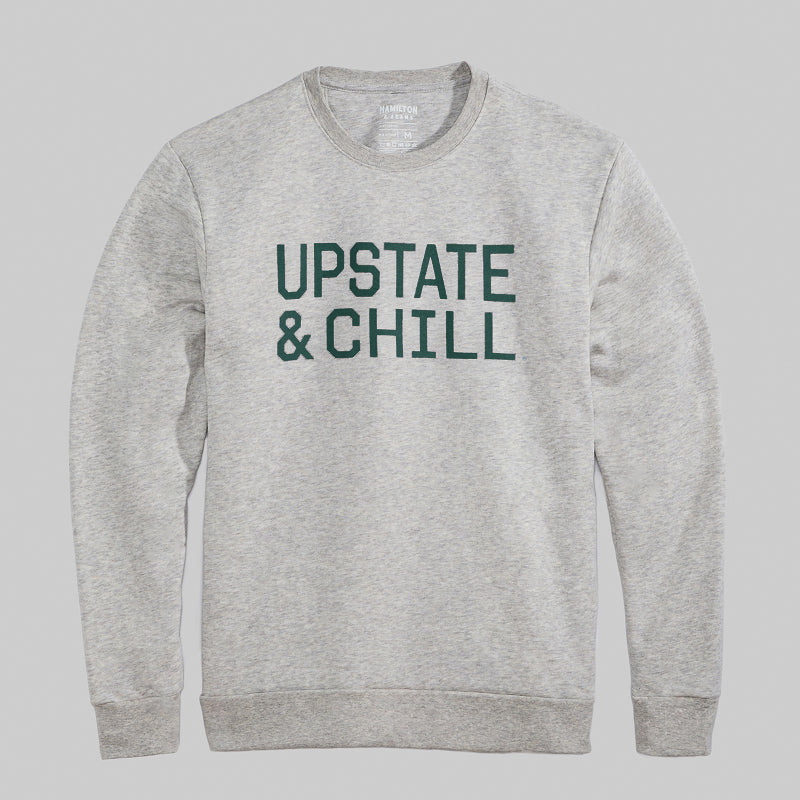 The Linear: Upstate & Chill® Crewneck - Heathered Oatmeal/Laurel Wreath