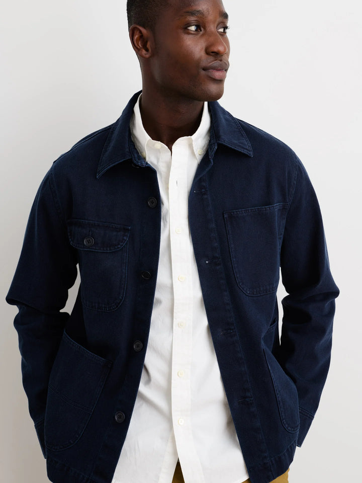 Garment Dyed Work Jacket in Recycled Denim