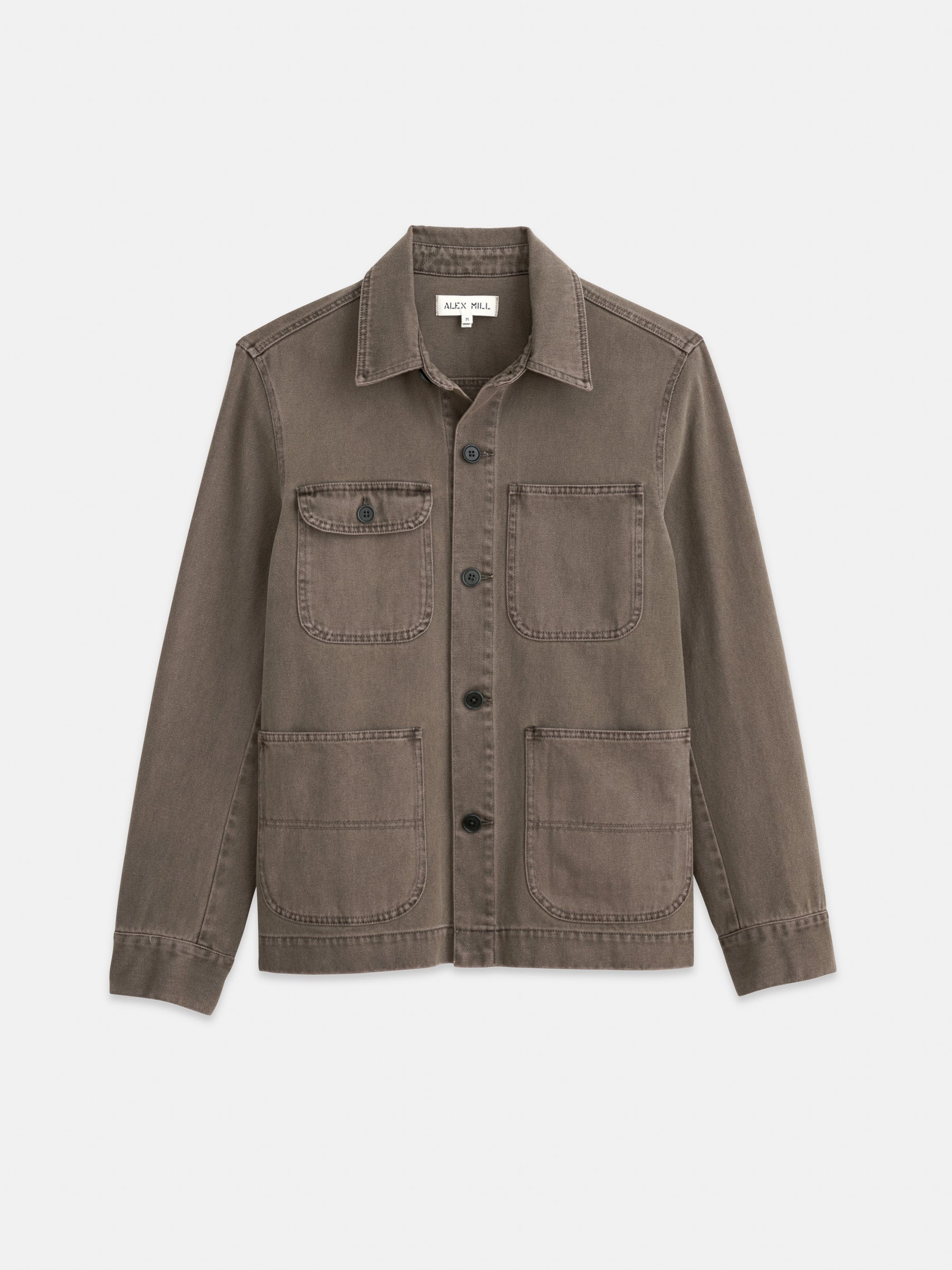 Garment Dyed Work Jacket in Recycled Denim - Thyme