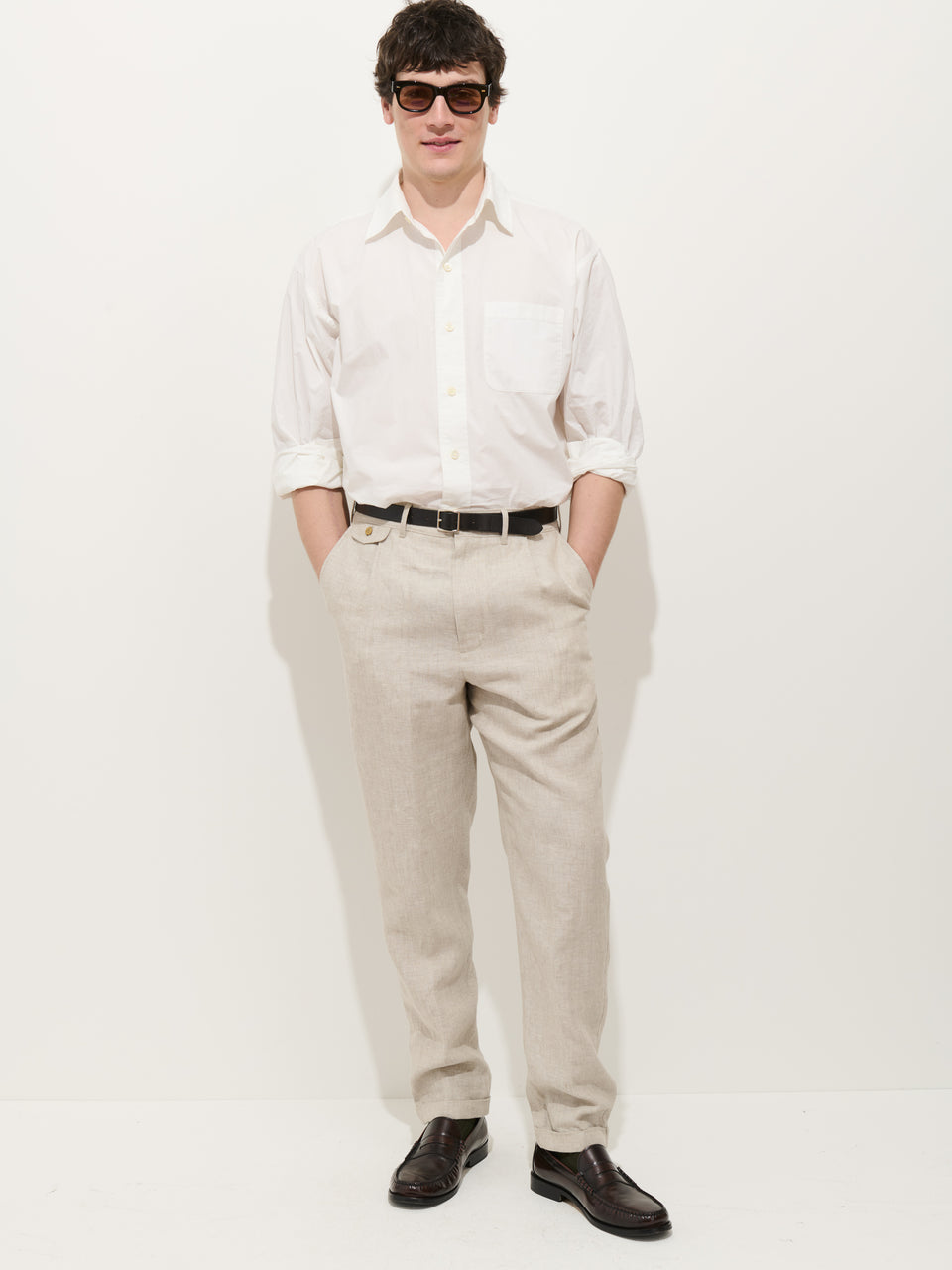 Standard Pleated Pant in Flax Linen - Flax