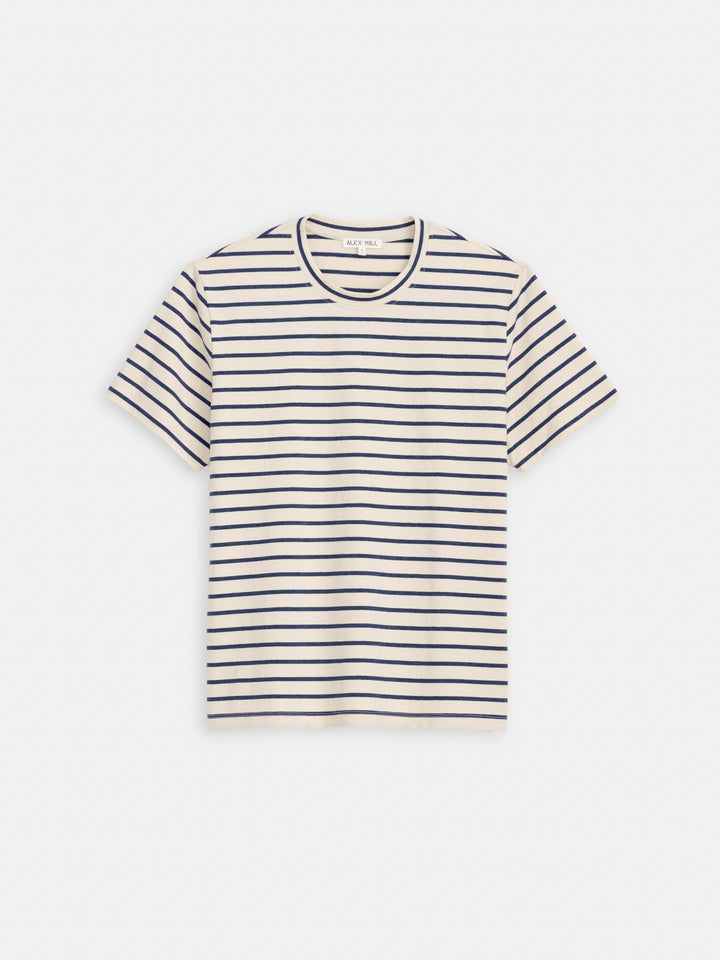 Standard Striped Tee In Cotton - Ivory/Navy