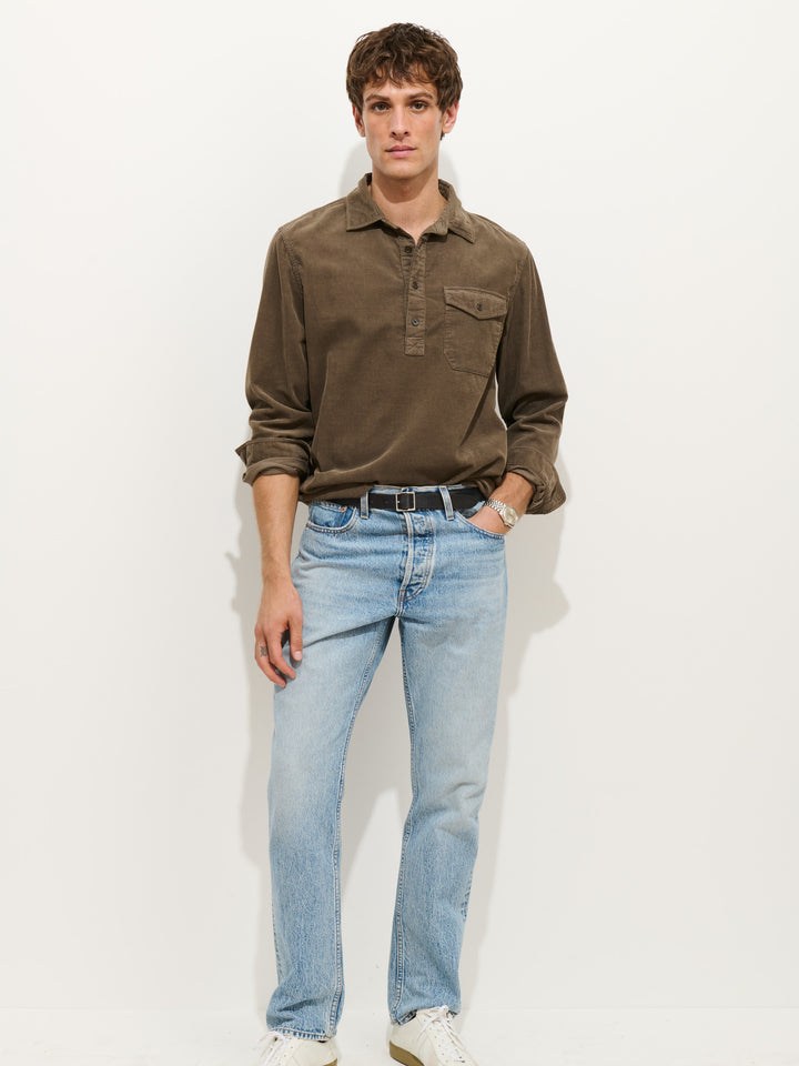 Carter Popover in Fine Wale Corduroy - Umber