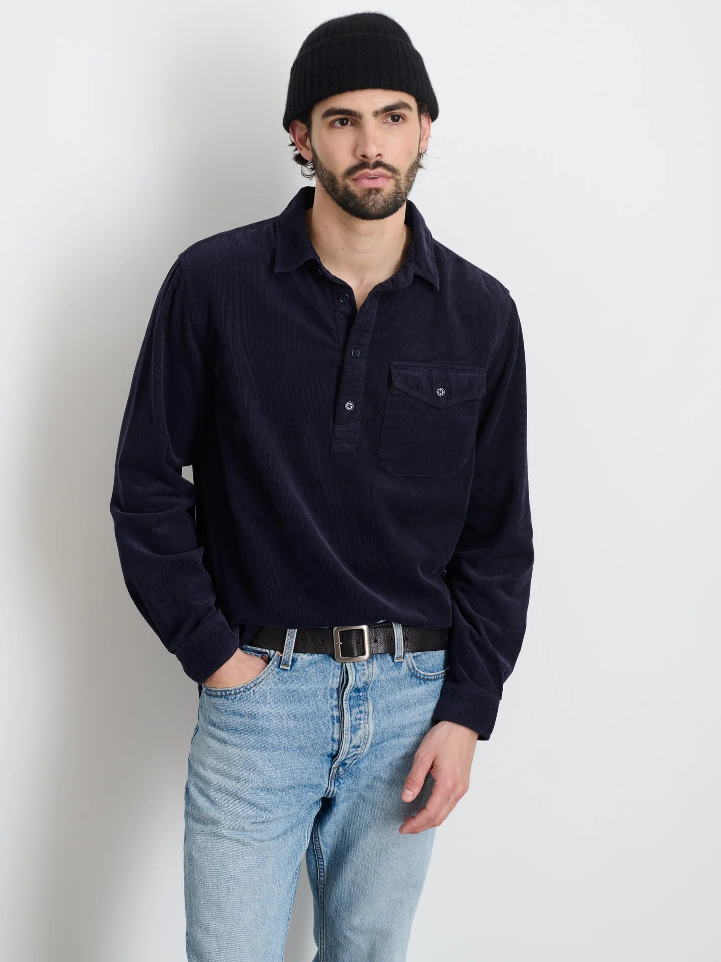 Carter Popover in Fine Wale Corduroy - Navy