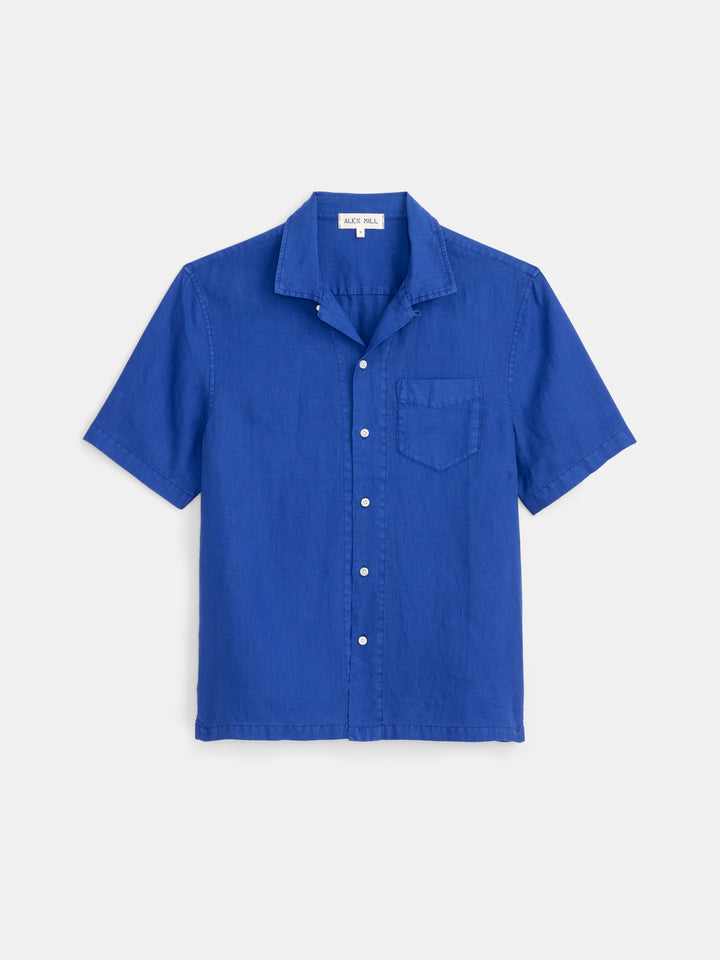 Camp Shirt in Linen - Cobalt
