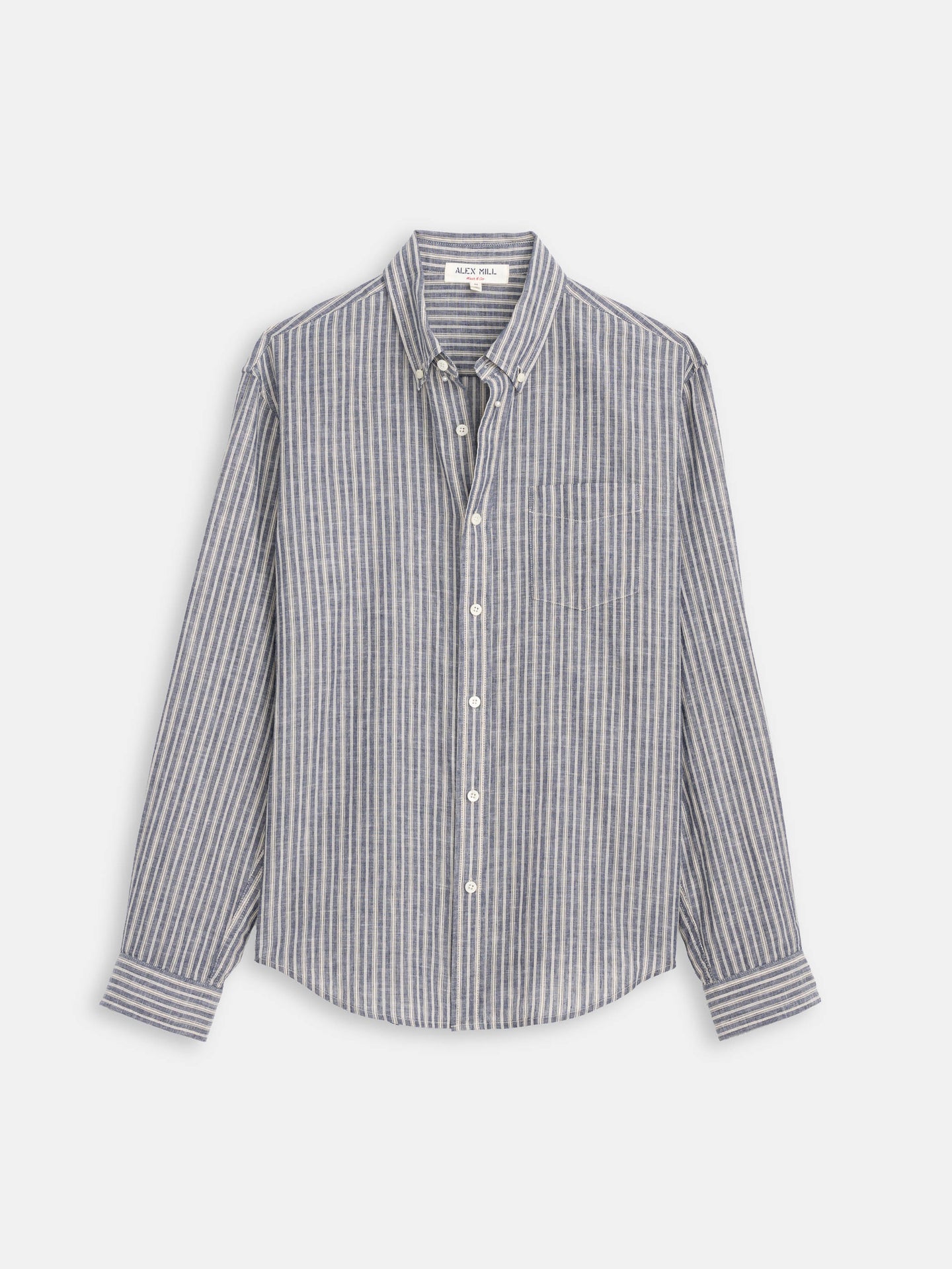 Mill Shirt in Striped Chambray - Blue / White