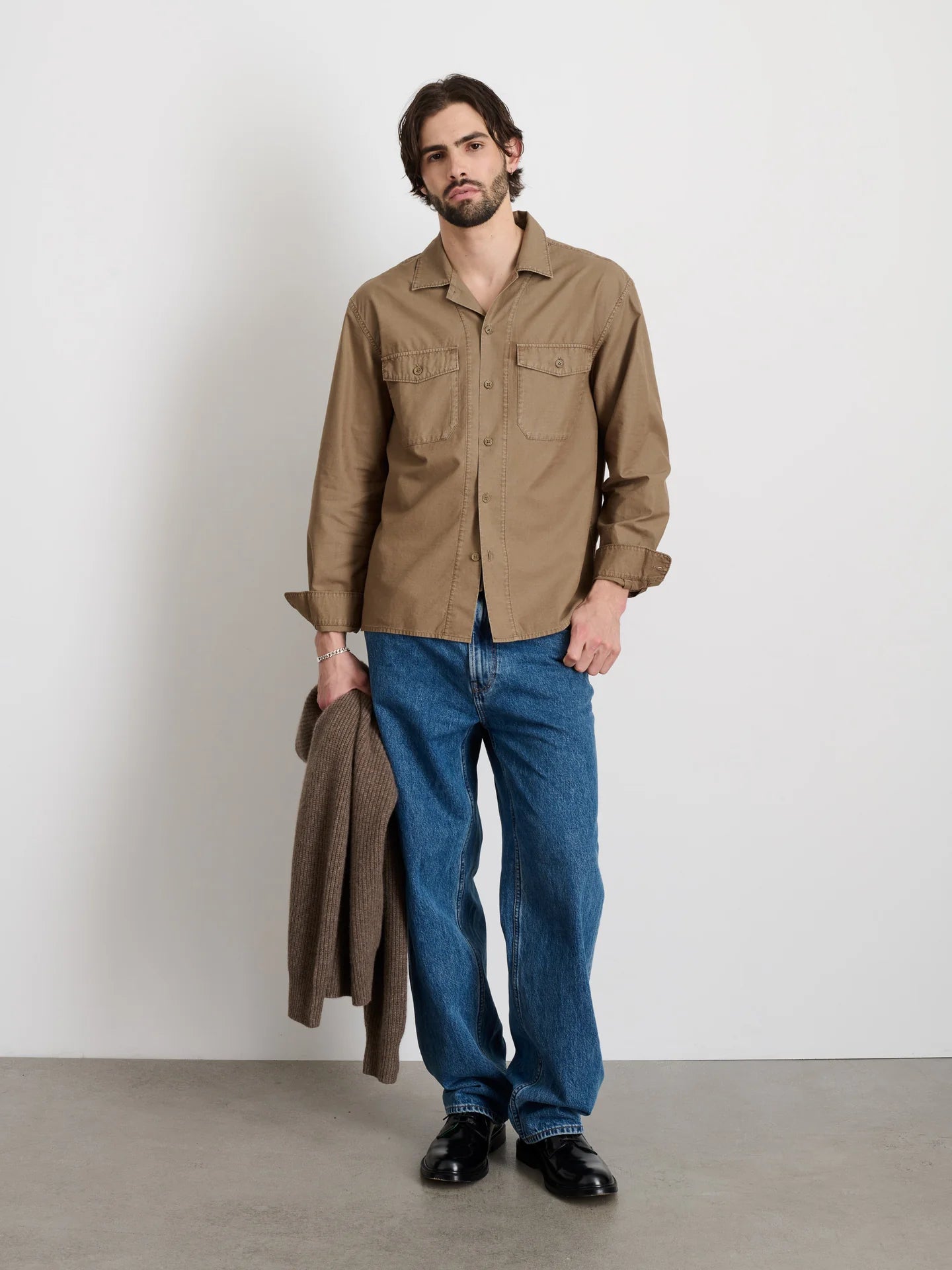 Field Pocket Shirt in Crosshatch Cotton - Petrified Oak