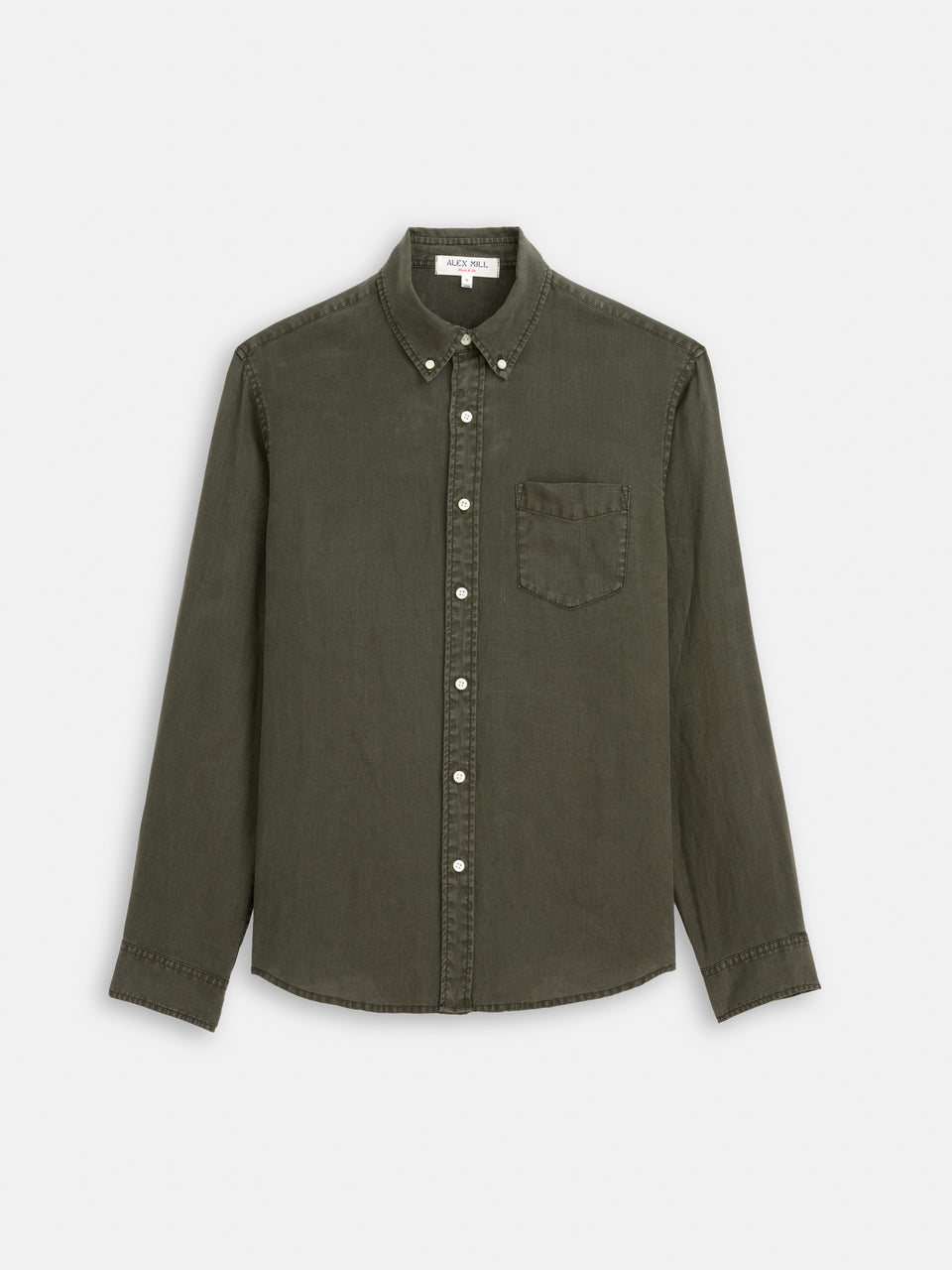 Mill Shirt in Linen - Dark Olive Green