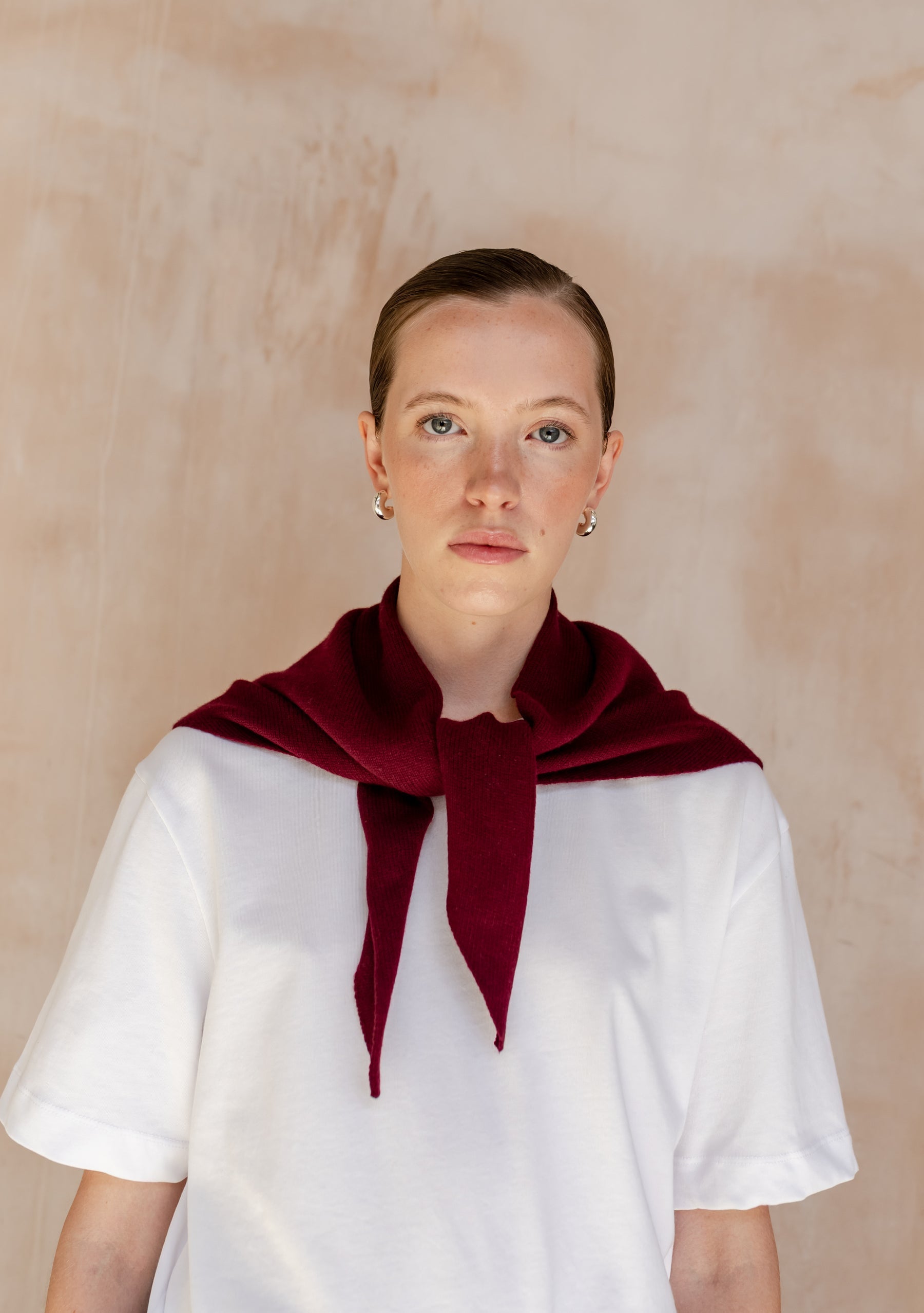 Merino Triangle Scarf in Burgandy