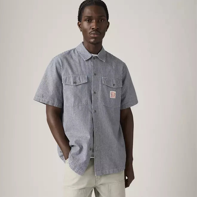Short Sleeve Worker Shirt - Washington Stripe II