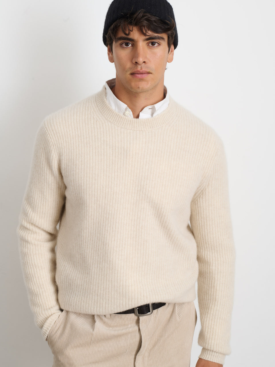 Jordan Sweater in Cashmere - Heather Ecru
